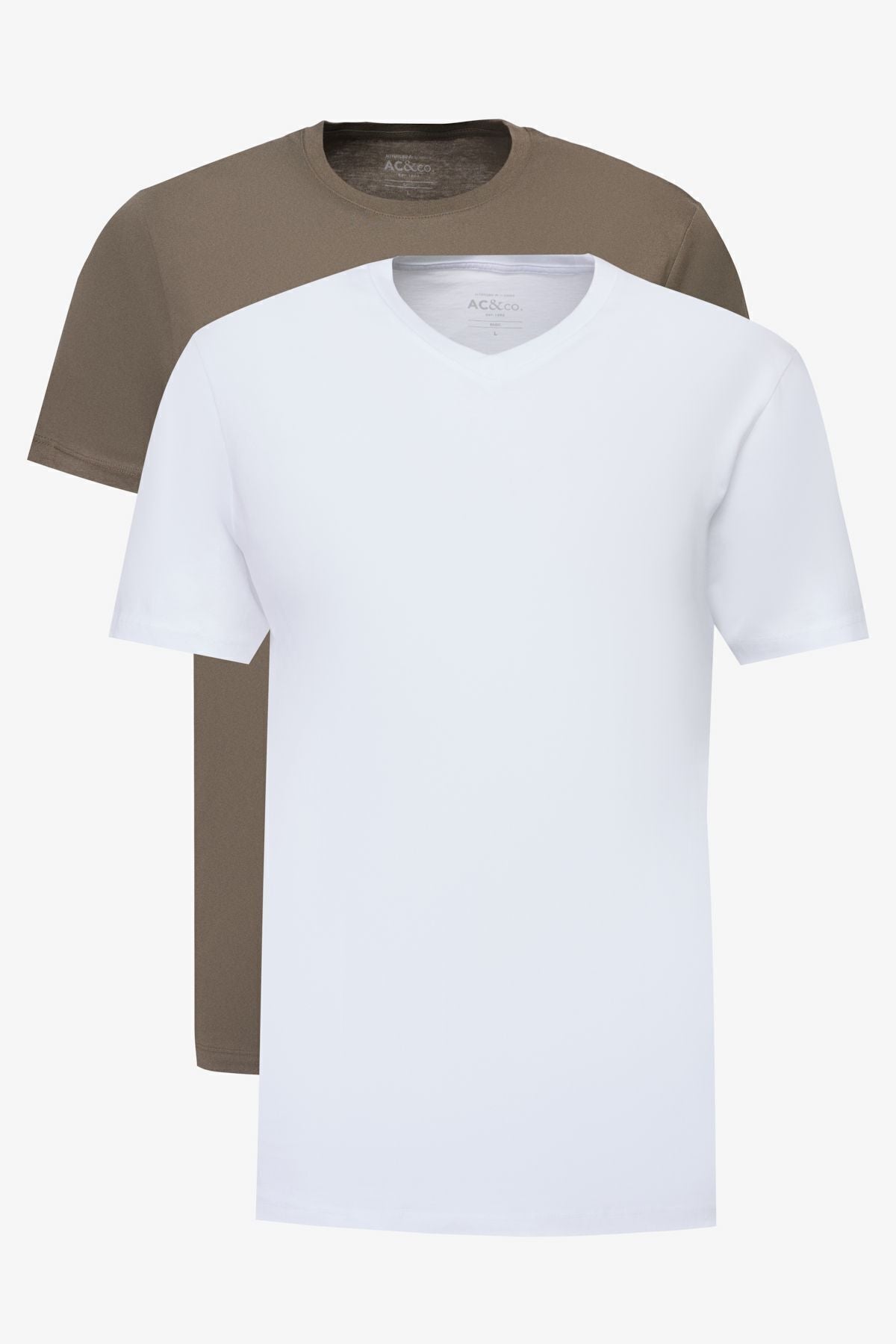 Men's White-Right 2 Package Slim Fit Narrow Cut Cotton Basic T-shirt