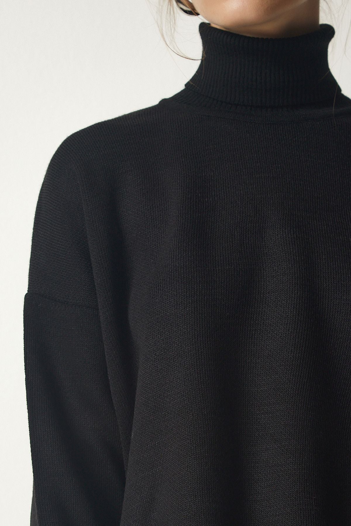 Female black fisherman collar Casual knitwear sweater kg00007