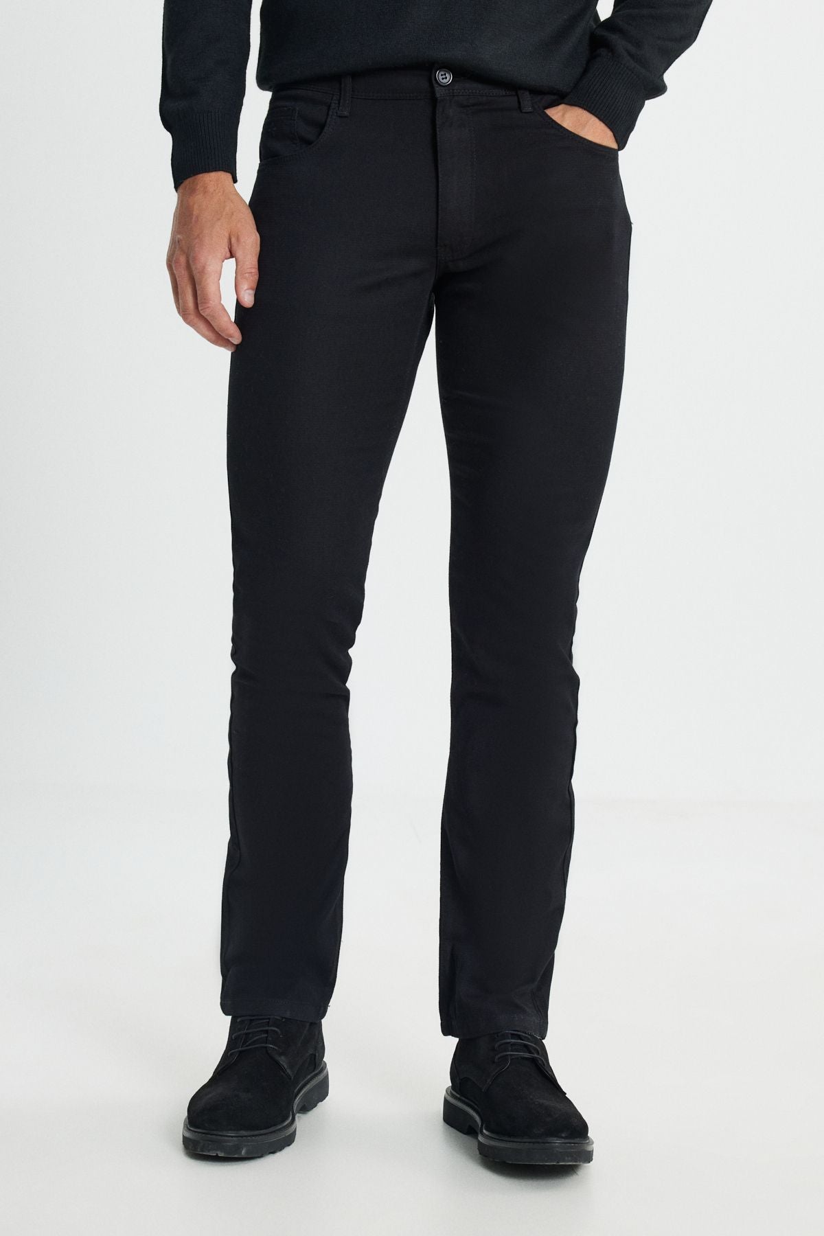 Men's Black Comfort Fit Casual Cut Cotton Amelor 5 Pocket Greensboro Flexible Pants