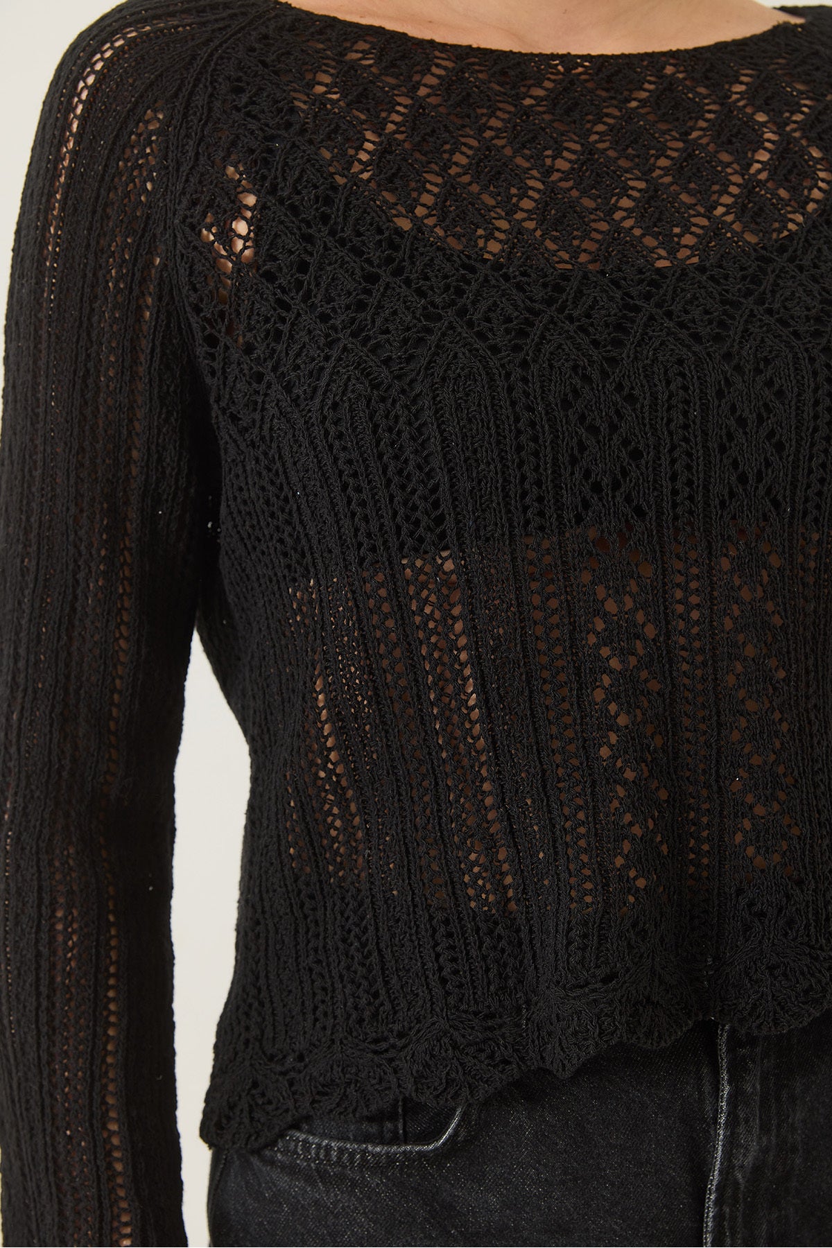 Women's Boat Neck Openwork Knitted Knitwear Blouse 60261567