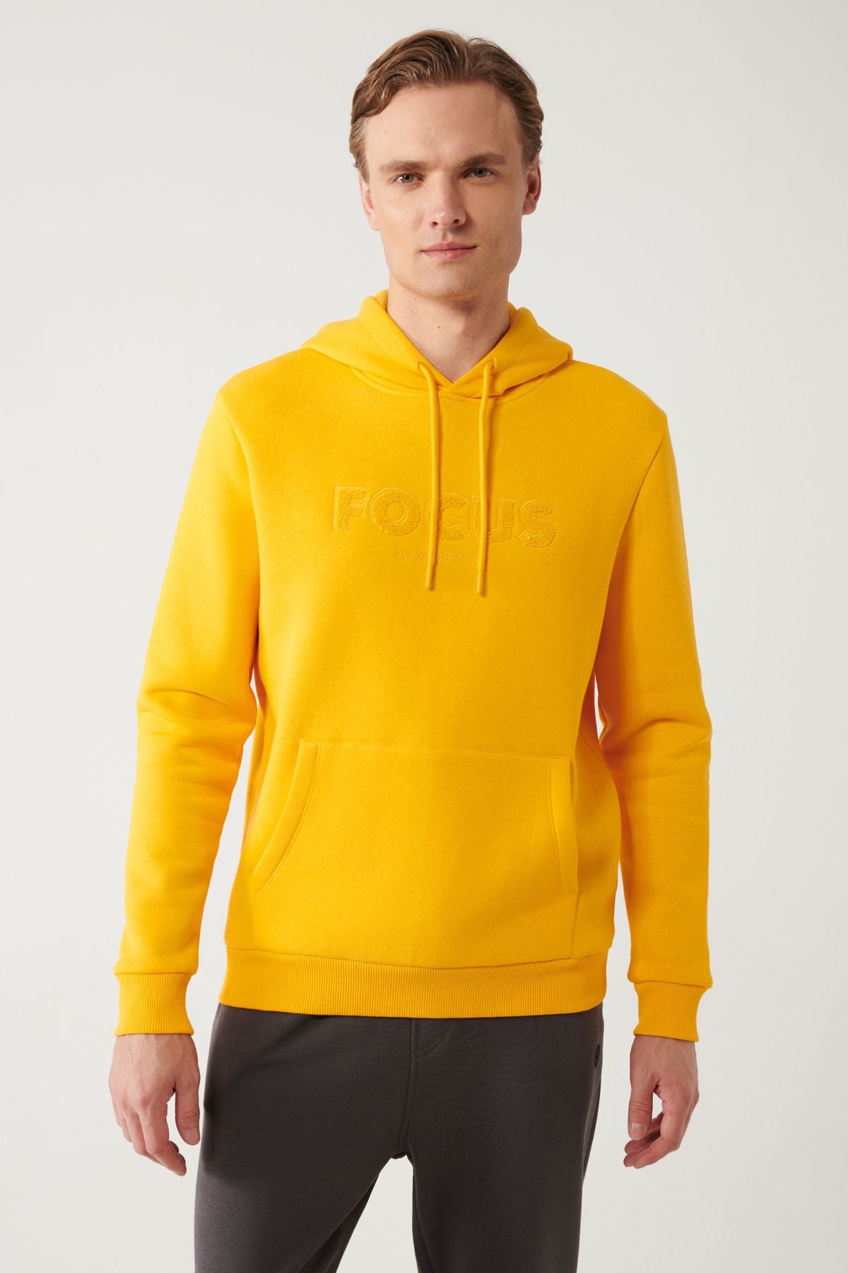 Men's Yellow Hooded Sharzon 3 IP Kangaroo Pocket Sweatshirt A32y1193