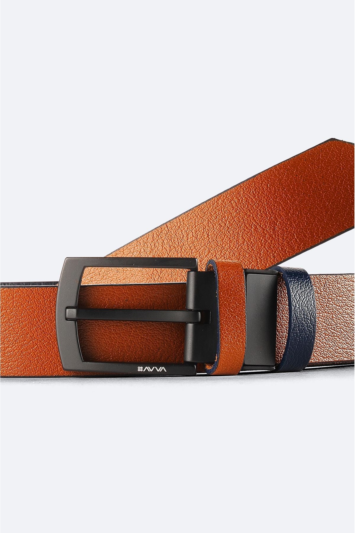 Men's Navy Blue-Taba 100 %Leather Double Sided Belt A32y9317