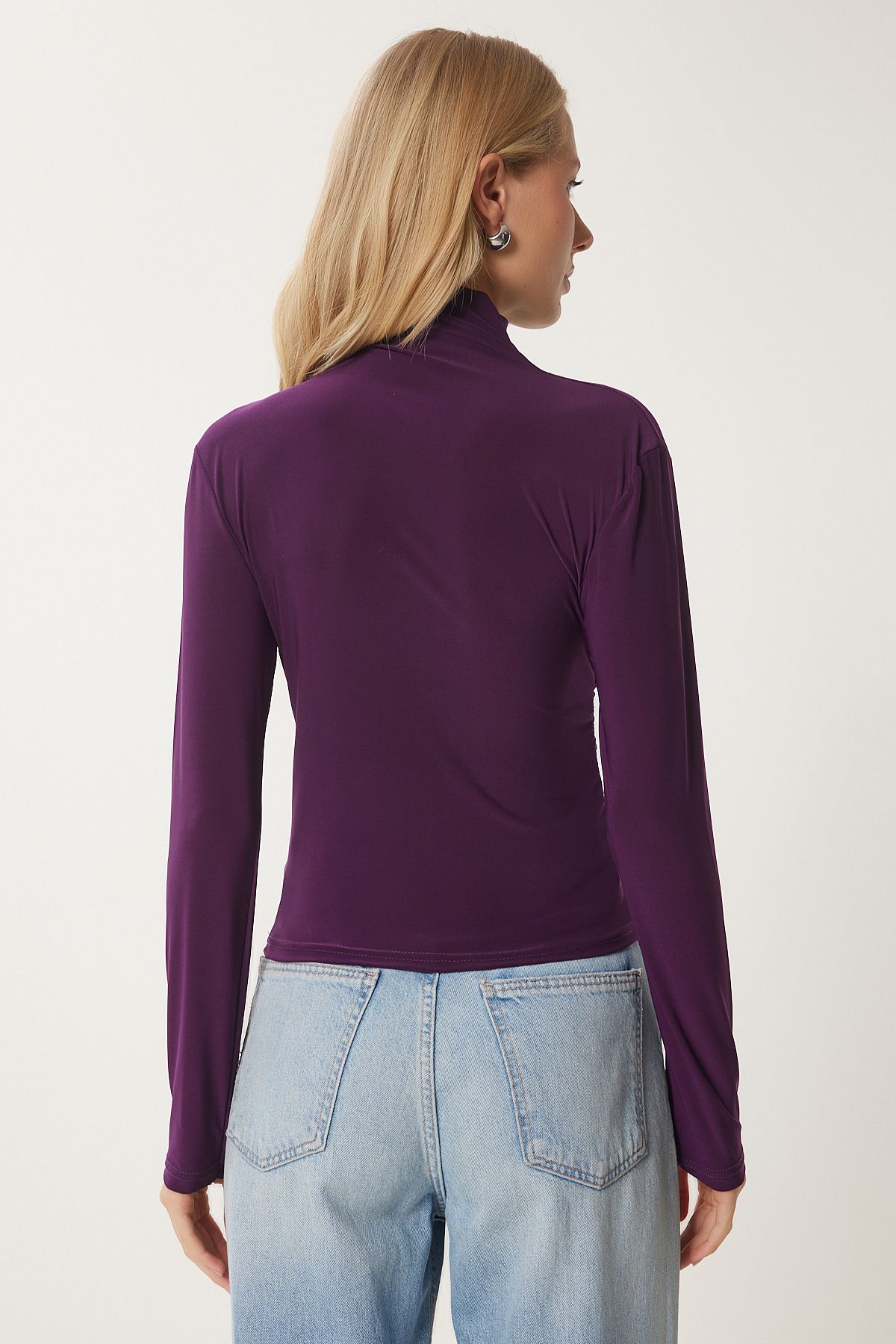 Female Plum Shirring Detailed Red Neck Sandy Blouse FF00135