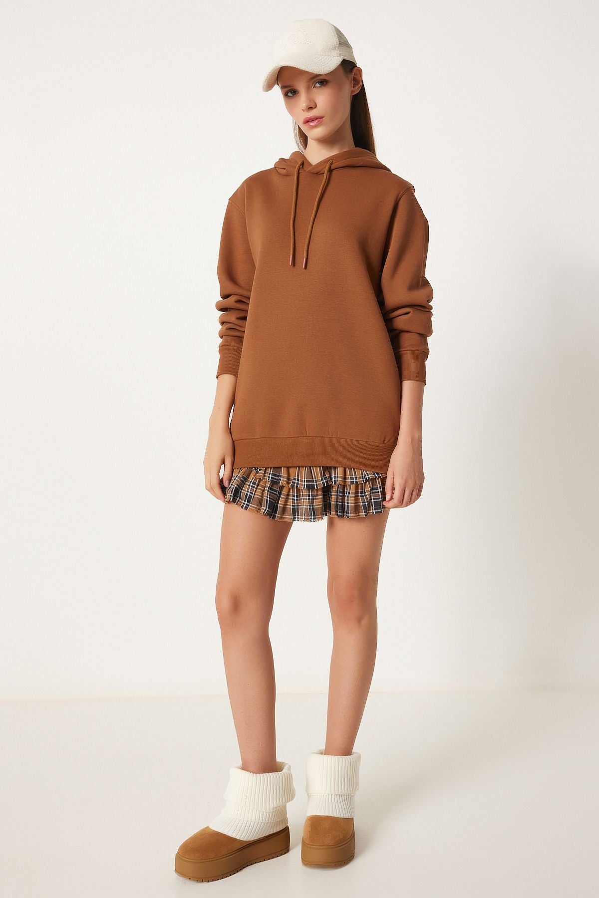 Female brown hooded charm with a wise hooded Sweatshirt vn00017