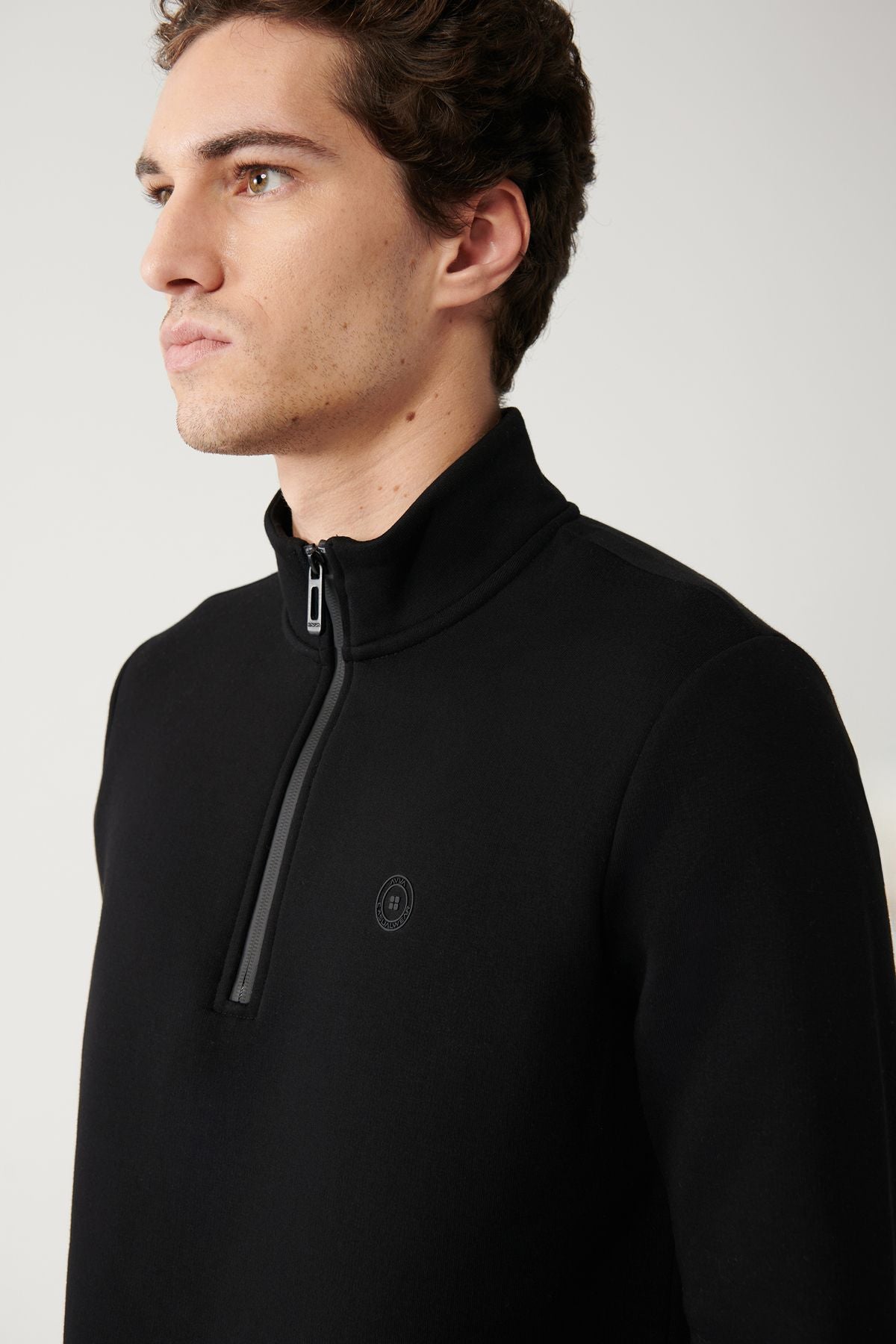 Men's black upright collar zipper with a bondon 3 IP Sweatshirt E001020