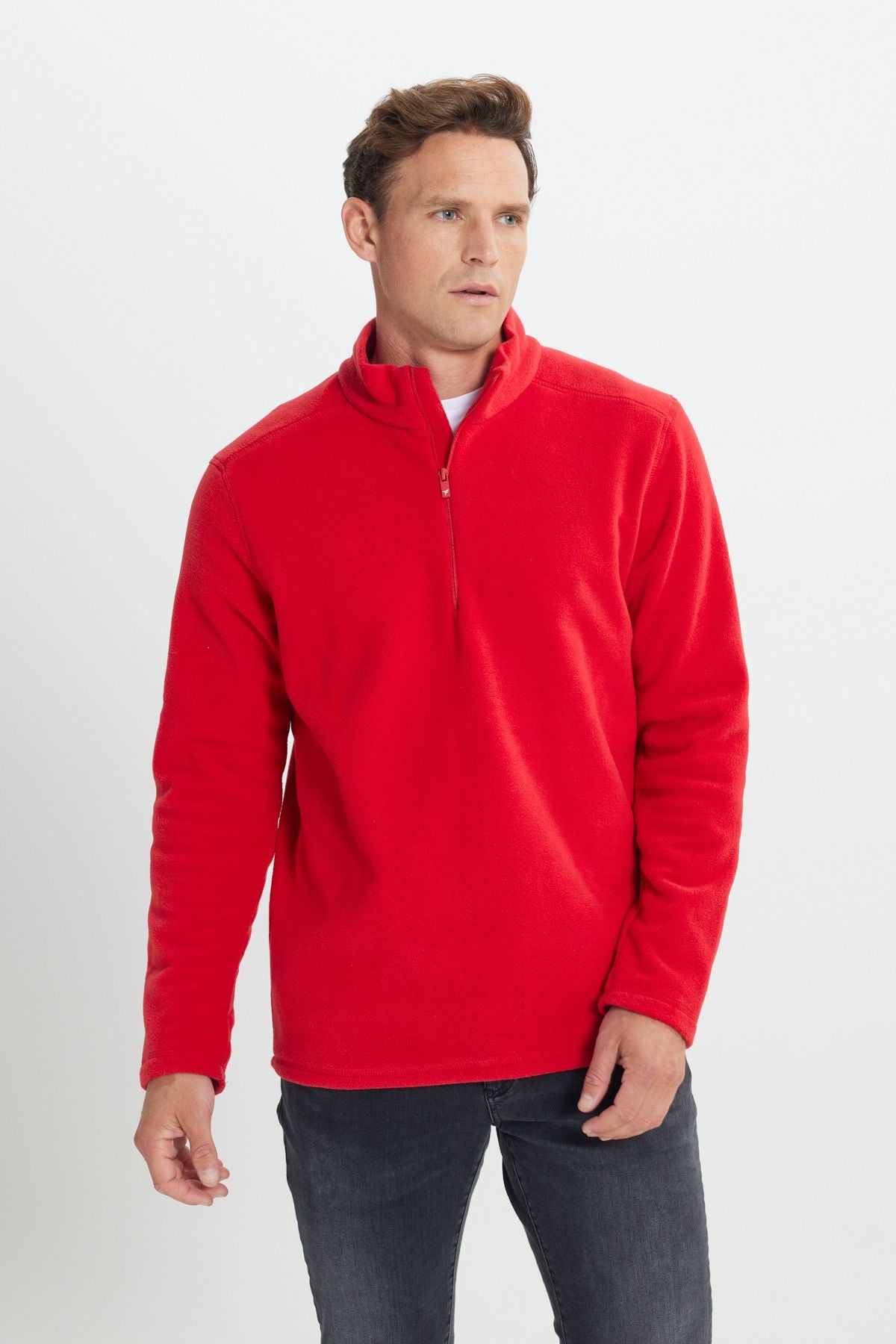 Men's Red Anti-Pilling Flash Standard Fit Pllage Solder Cold-proof Polar Sweatshirt