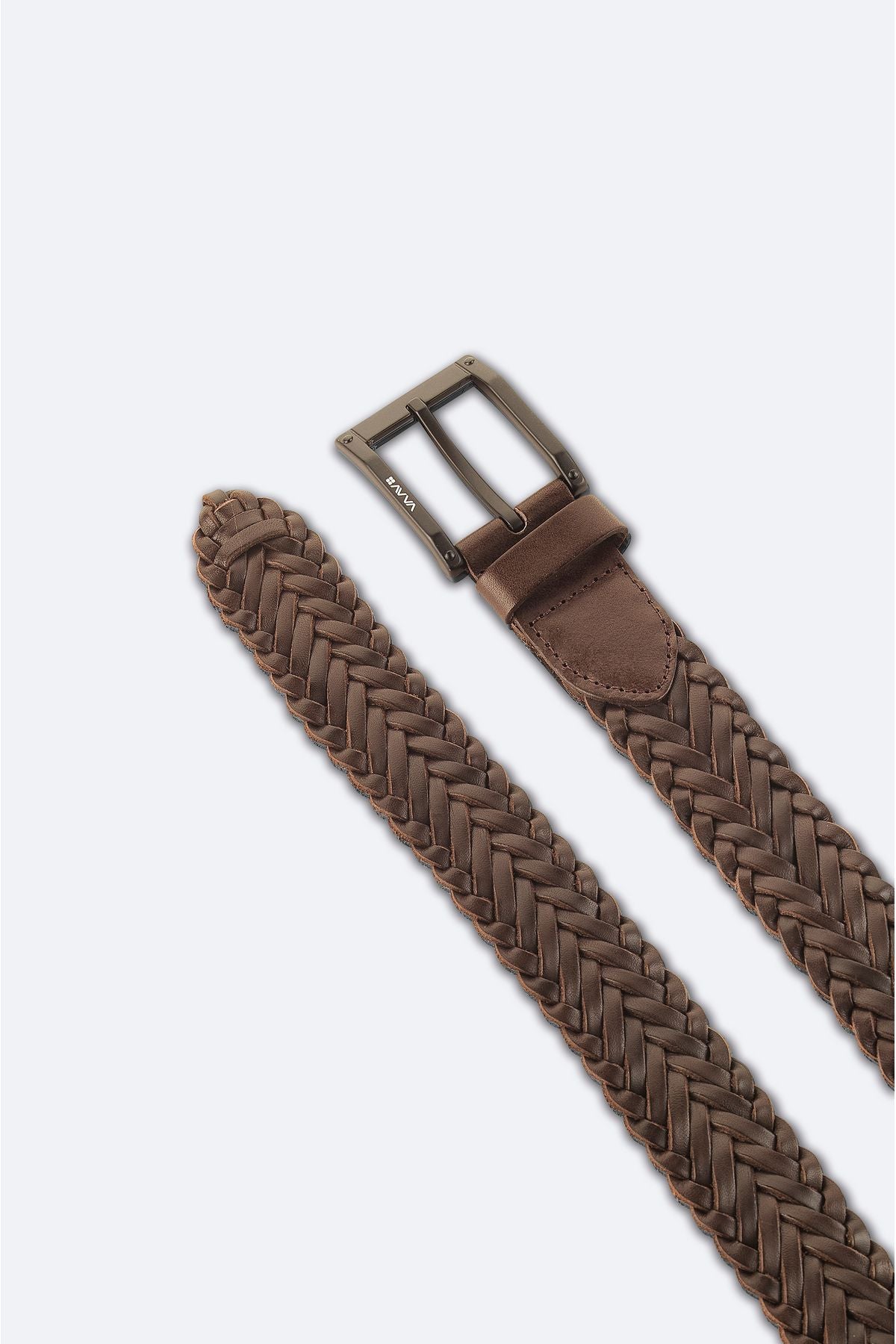 Men's Brown 100 %Leather Knitting Belt A41y9322