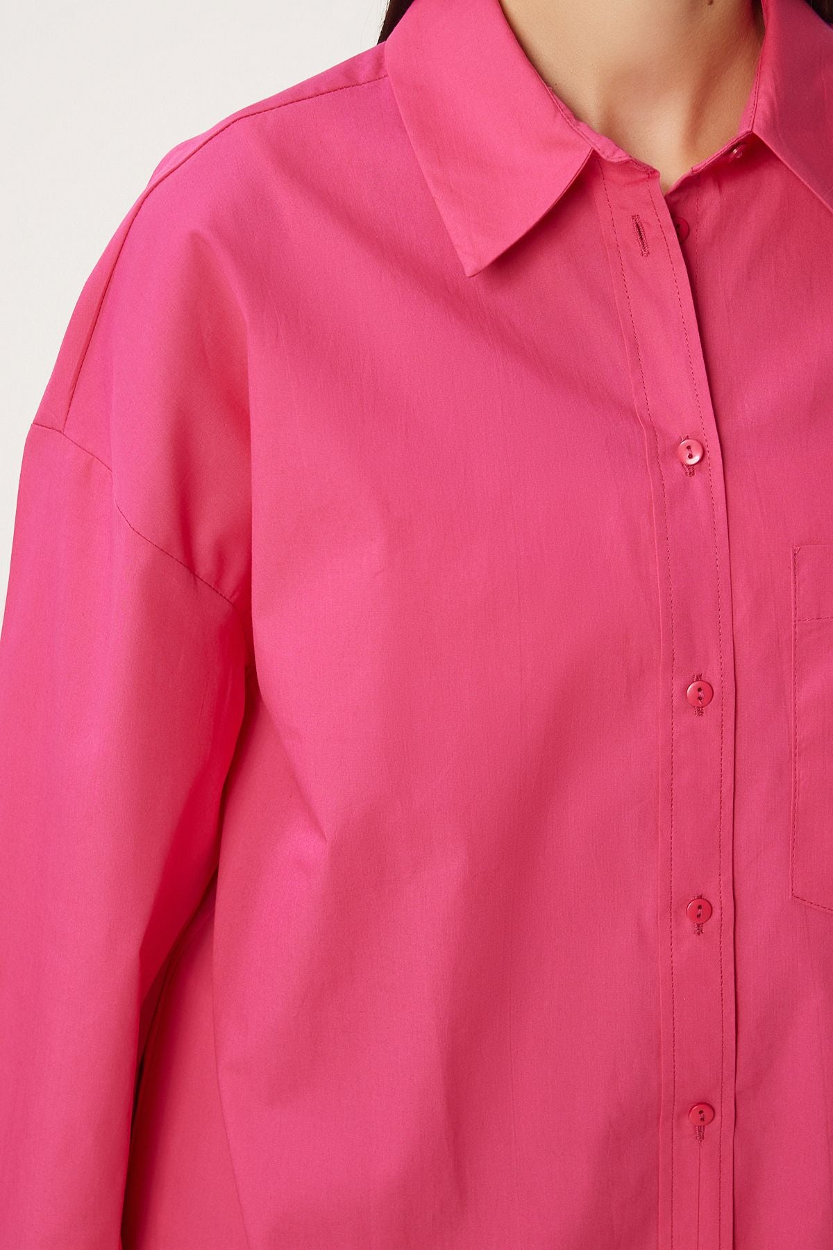 Woman Pink pocket poplin shirt HM00065