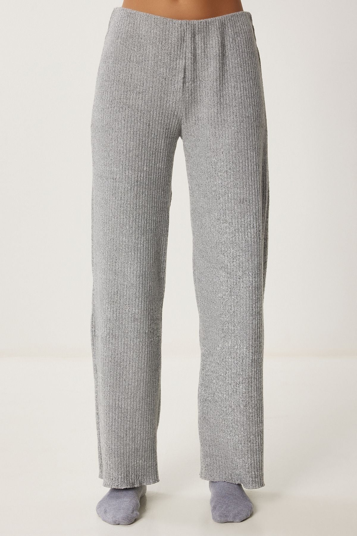 Woman Gray Melanj Yumoş Crop Pants Knitting Set An00222