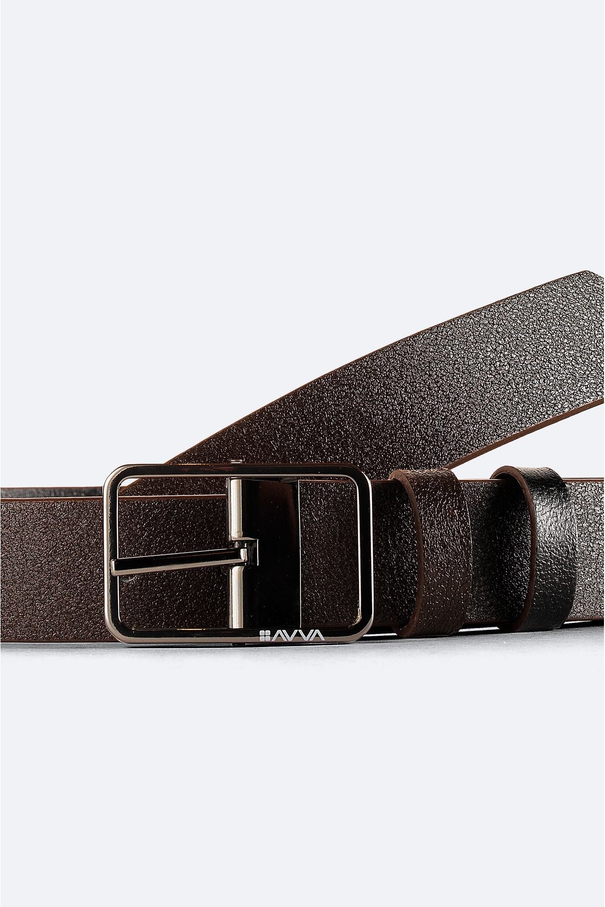 Men's black-brown double-sided floter pattern 100 %leather belt A41y9310