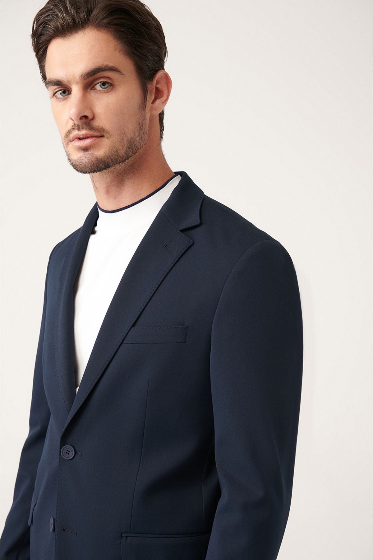 Men's Navy Blue Primer Bi-Stretch Double Slit Jacket A31y4000
