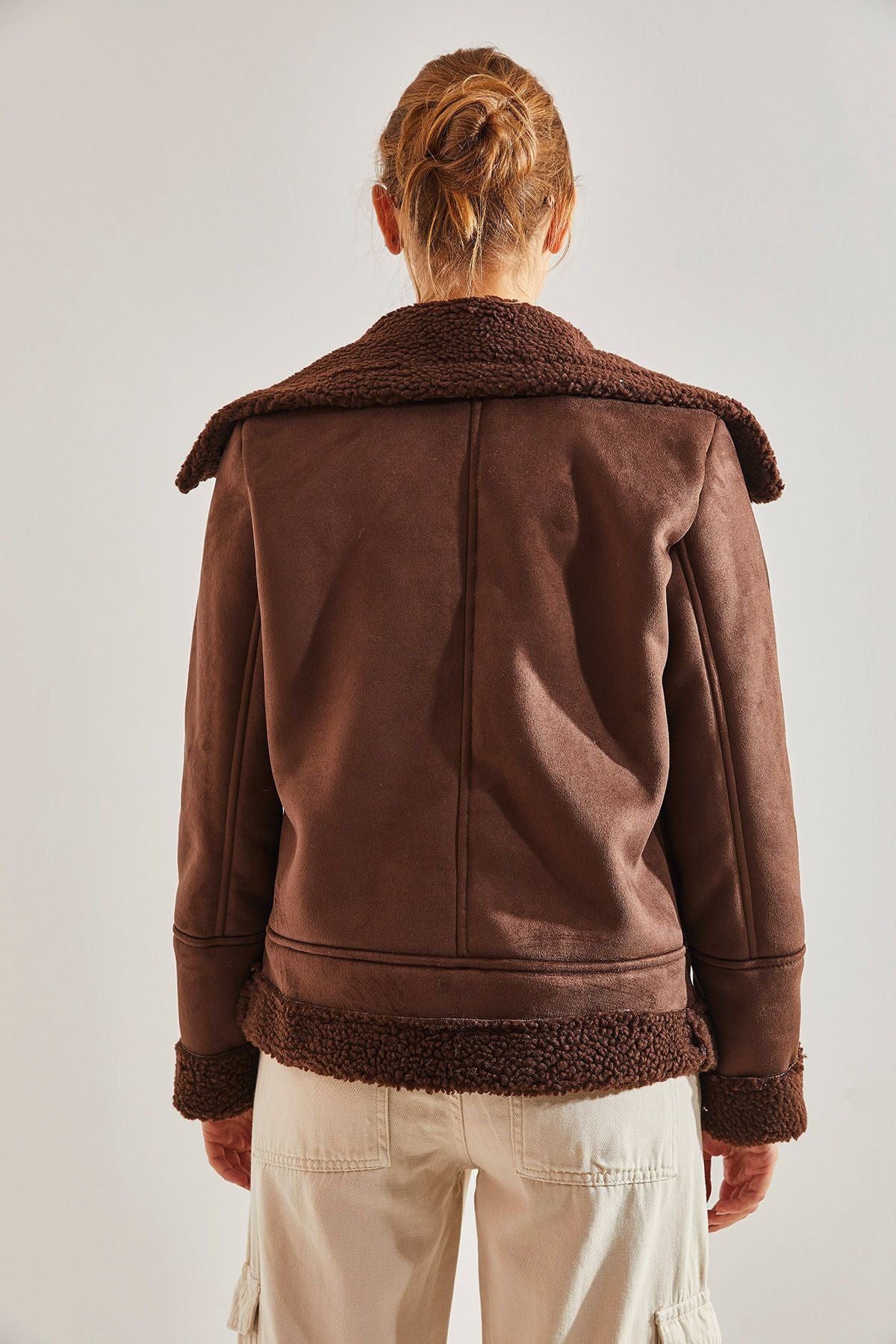 Women's suede plush coat