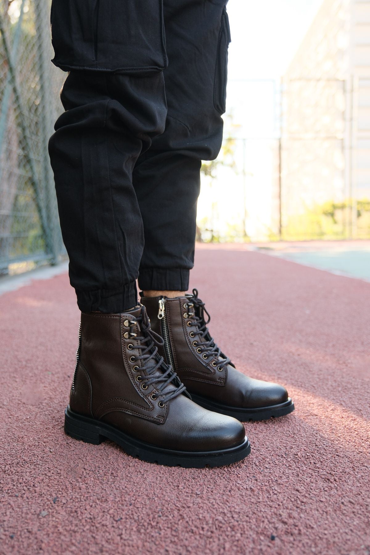 Unisex Fermuarlı Postal Bot 0012695 Kahverengi