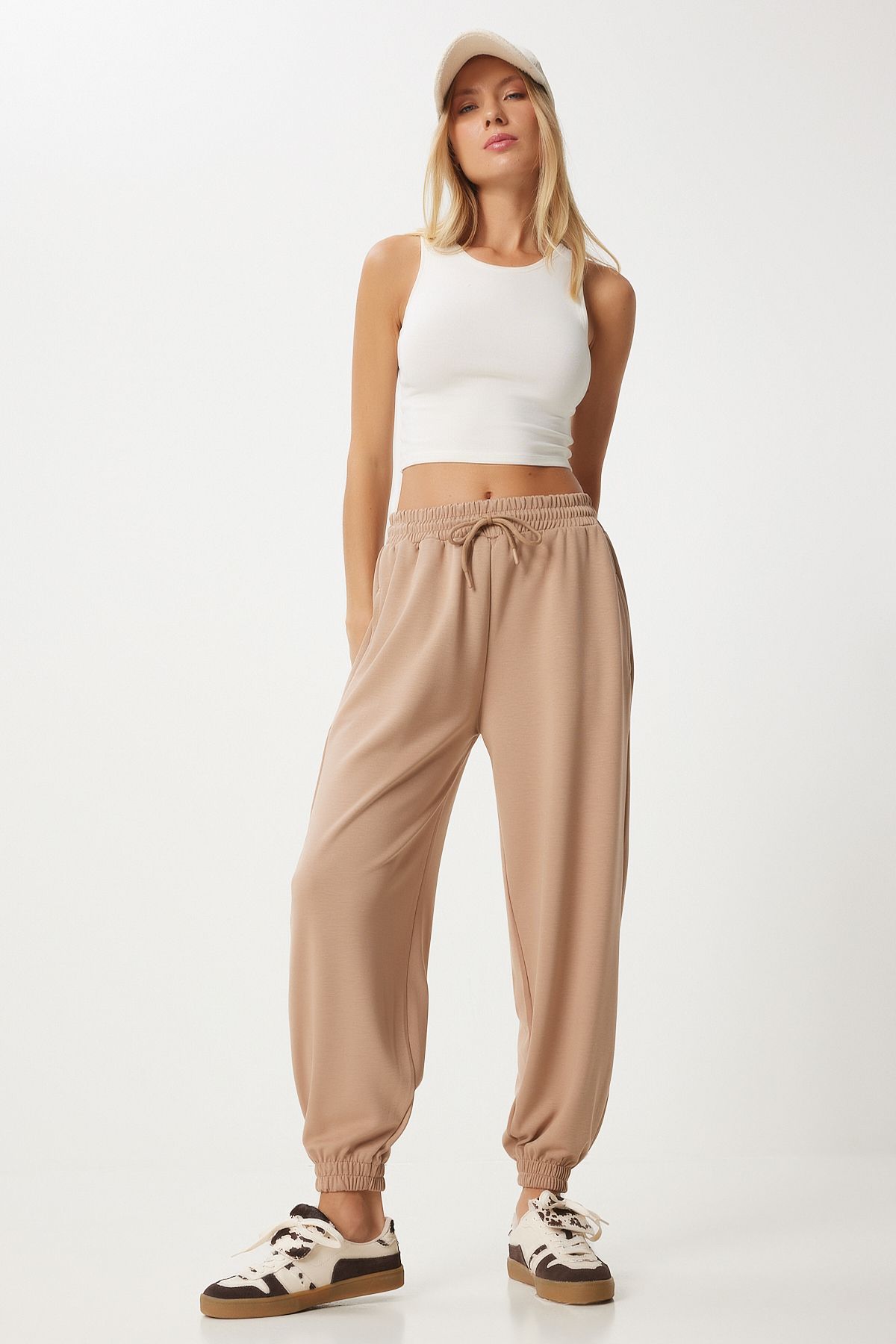 Women's cream modal mixed jogger tracksuit six EN00617