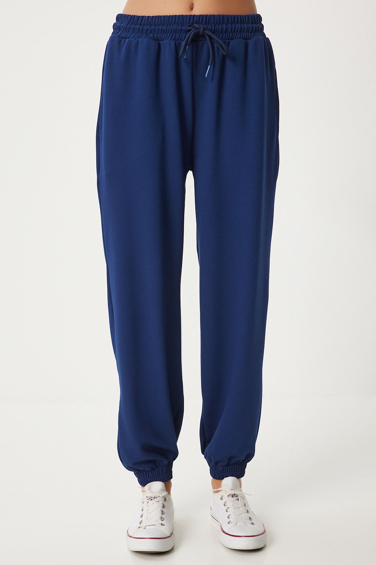 Woman Navy blue Modal Mixed Jogger Service Six EN00617