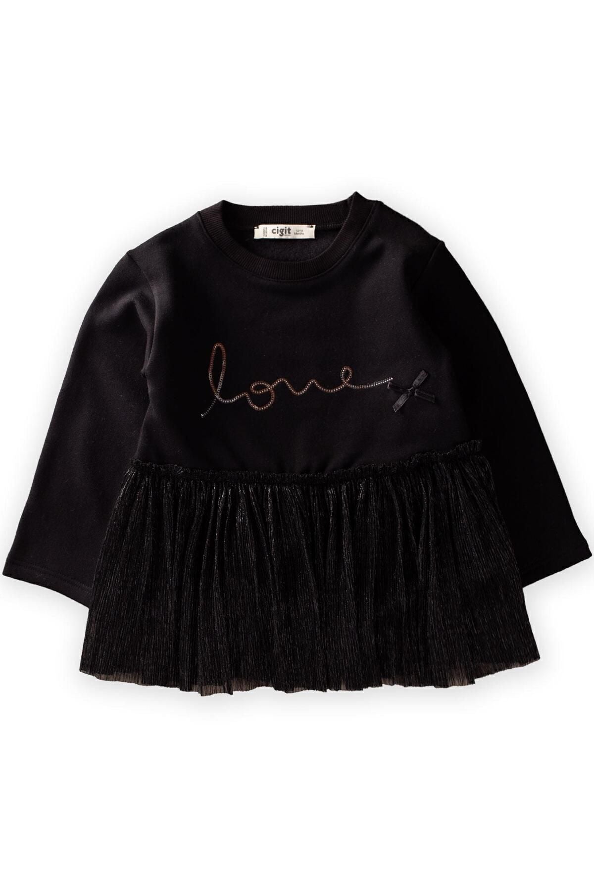 Winter Tunic with scaly tulle 1-6 years black black