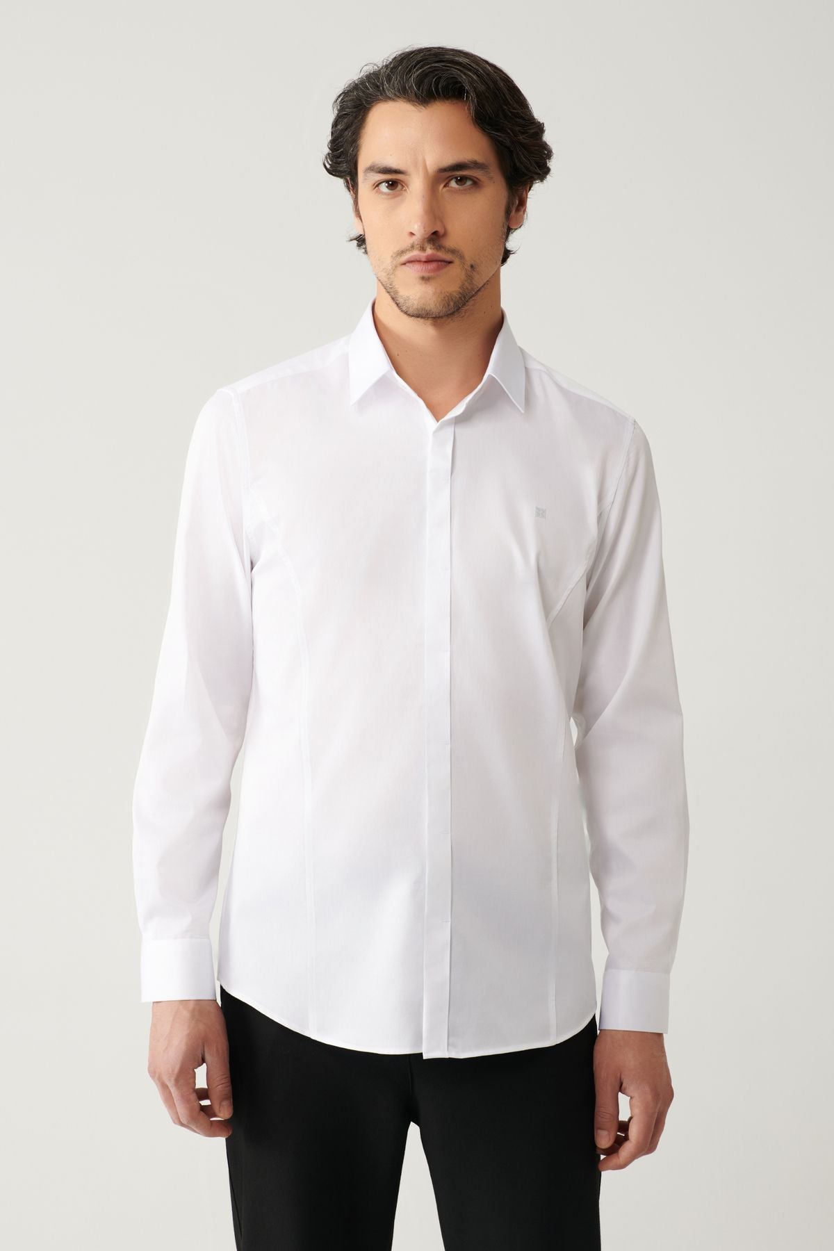 Men's white 100 %cotton classic collar satin shirt B002002