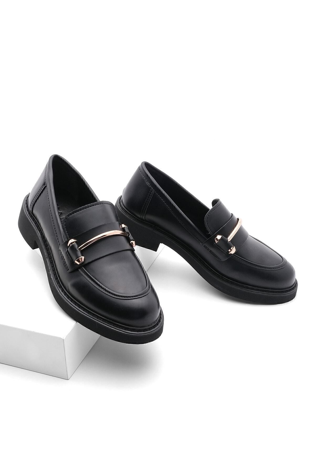 Woman Loafer Makosen Casual Bokalı Daily Shoes Forye Black