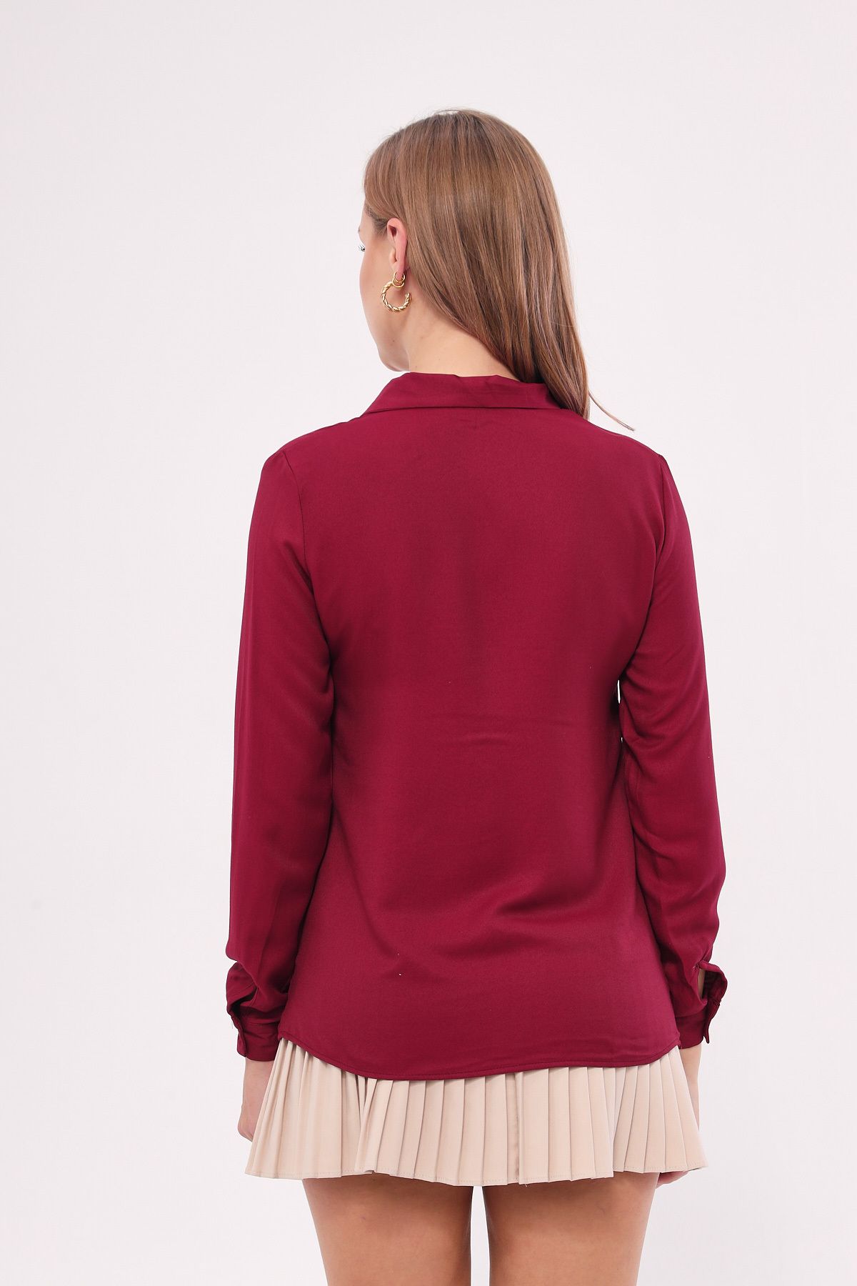 Female Bordeaux Long Sleeve Flat Shirt ARM-18Y001176