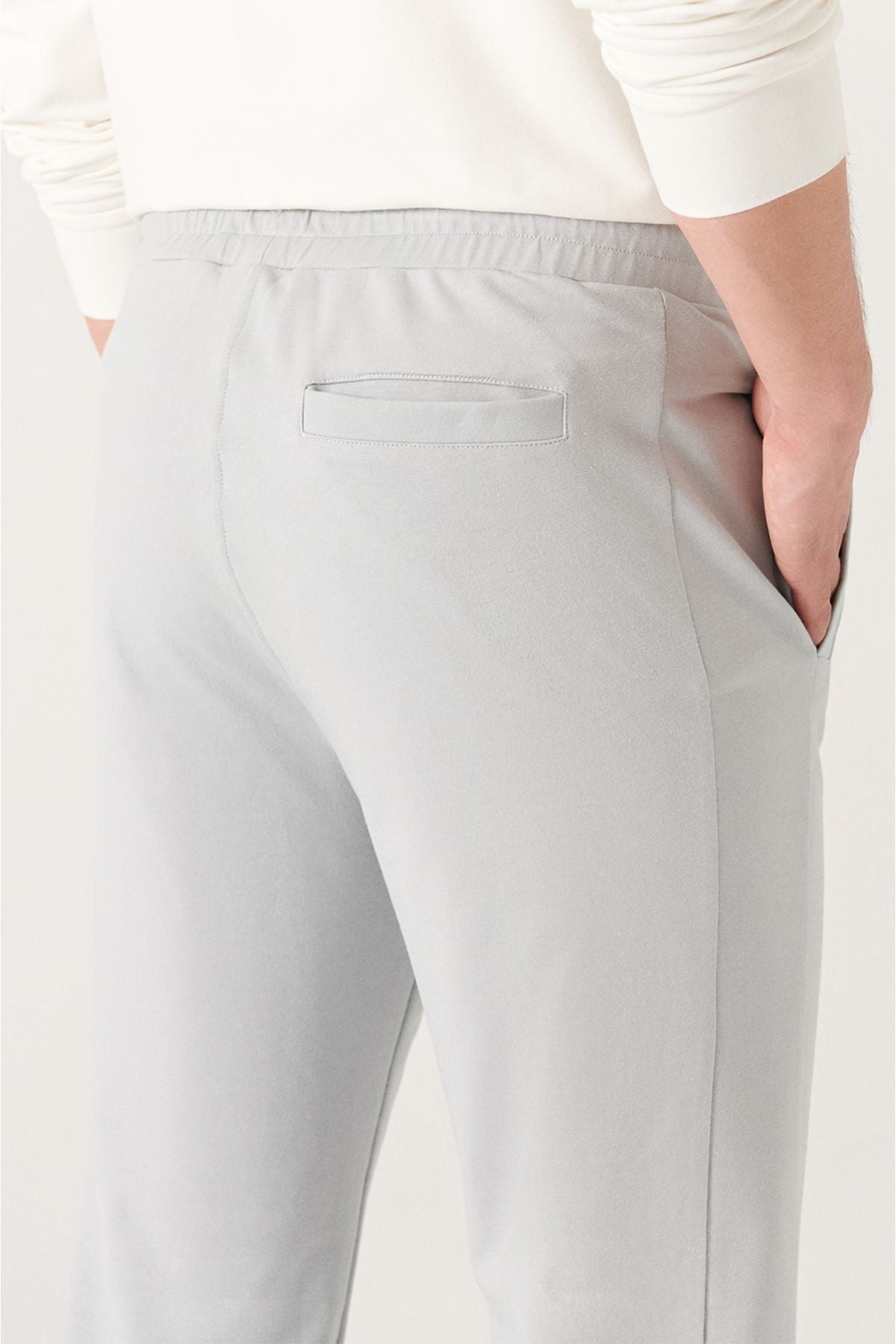 Men's Gray Waist Lacıklı Side Pocket Paçası 2 -IP Cotton Tracksuit Six E003403