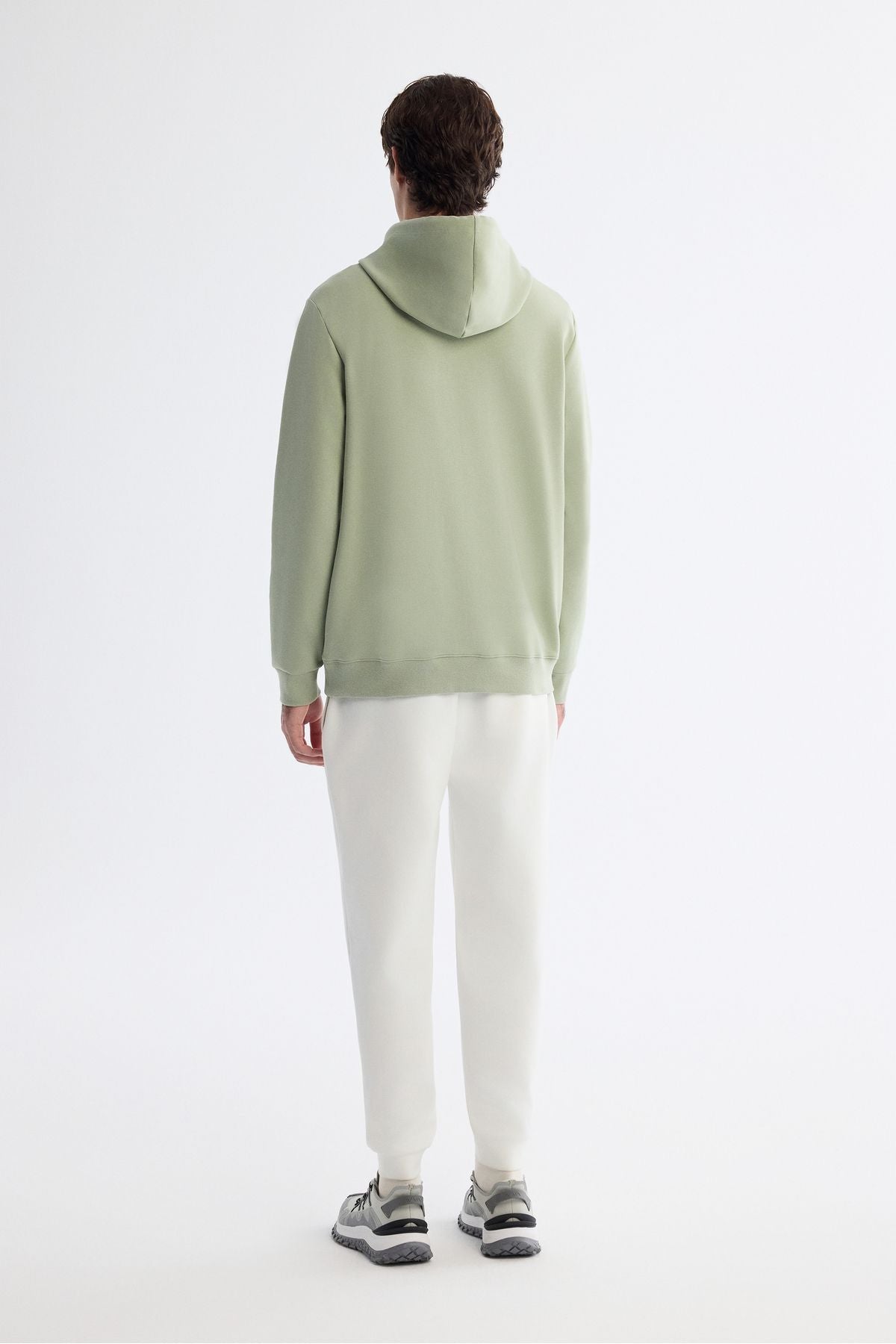 Men's Mint Green Hooded Cotton Printed Elastan Sweatshirt A42y1321