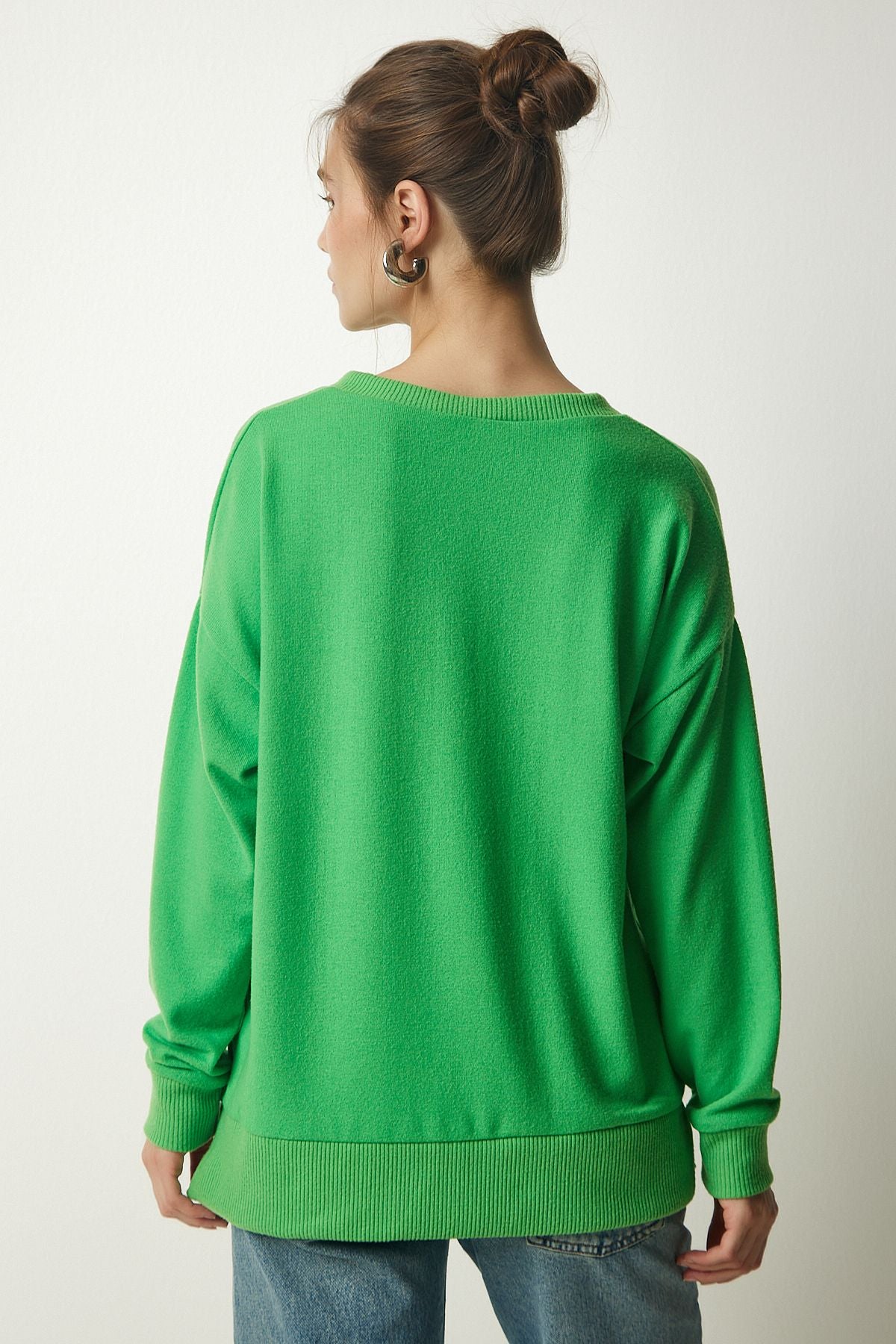 WOMEN LIGHT GREEN V YUMA YUMOŞ Knitting Sweater UB00197