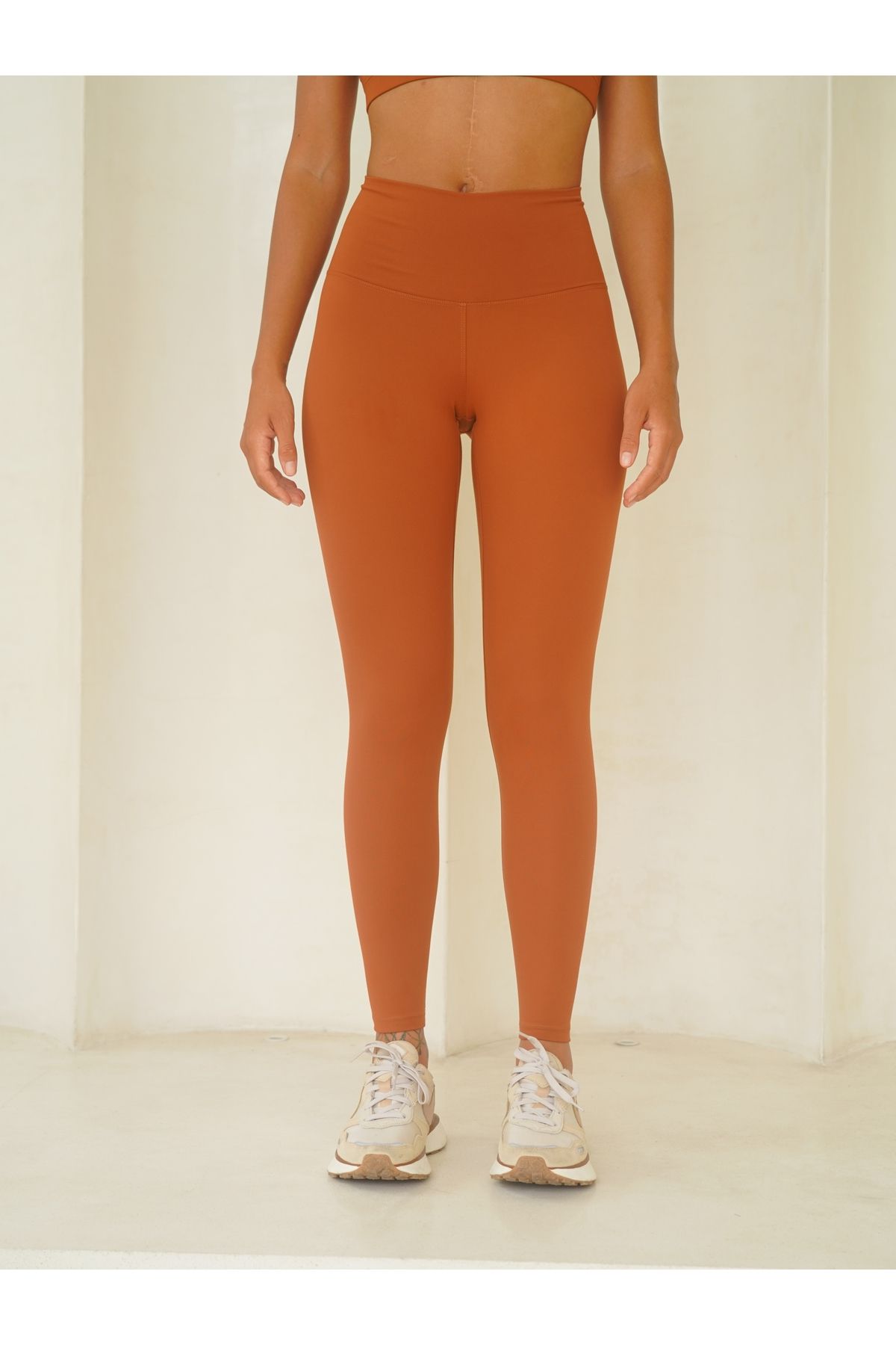 Cinnamon tights at the fold wrist level