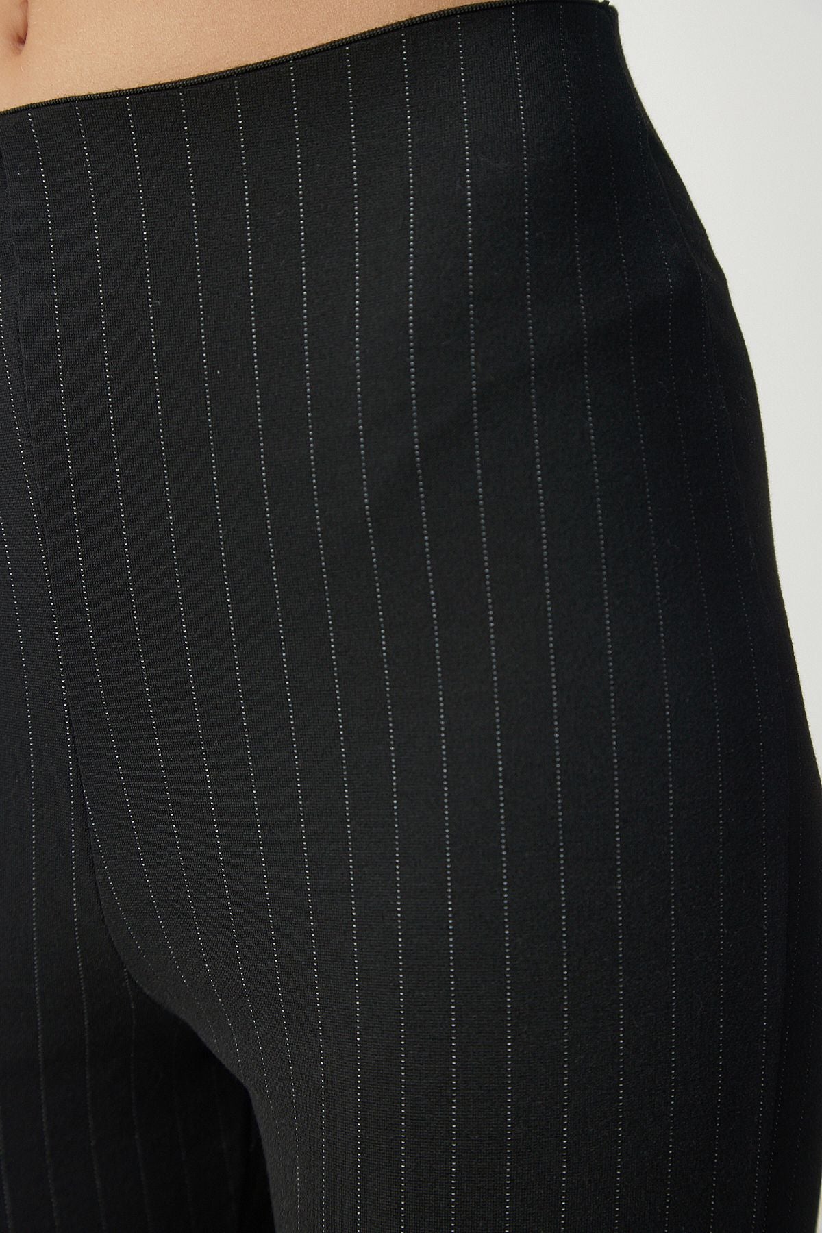 Female black fine striped comfortable trousers ub00138