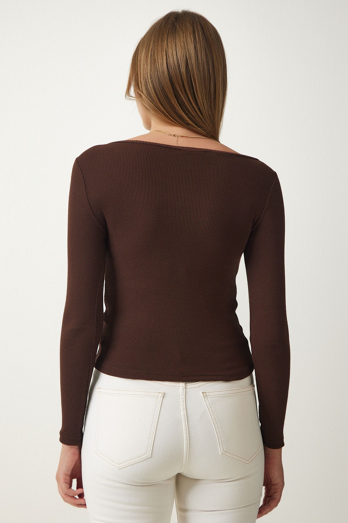 Woman Dark Brown Biscuit V -Neck 2 Pack Knitting Blouse GT00058