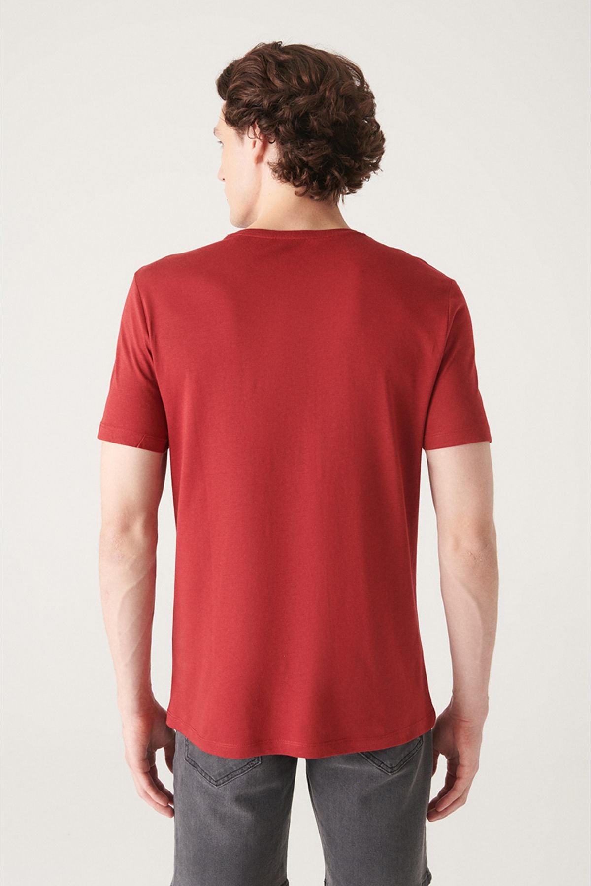 Men's Bordeaux Ultrasoft Bicycle Cotton Cotton Basic T-Shirt E001171