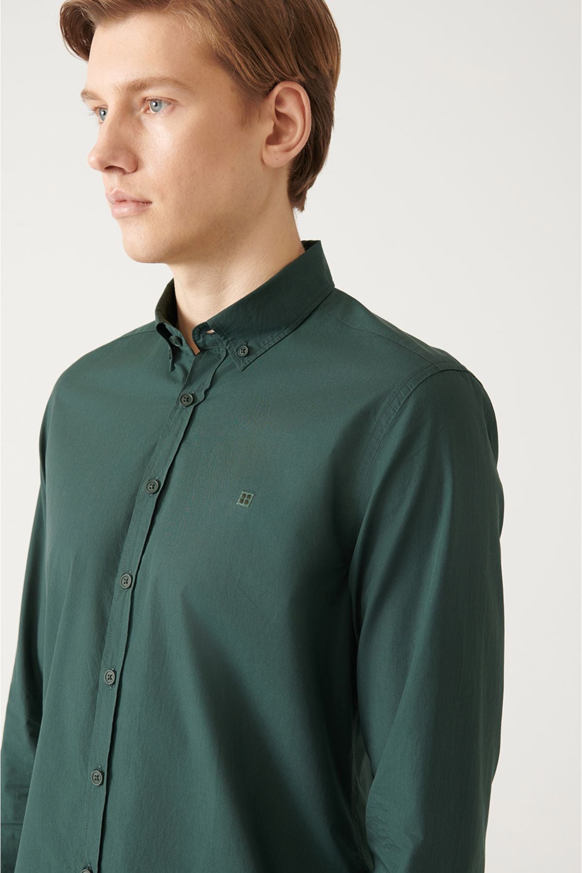 Men's Khaki Button Basic Basic 100 %Cotton Shirt B002030