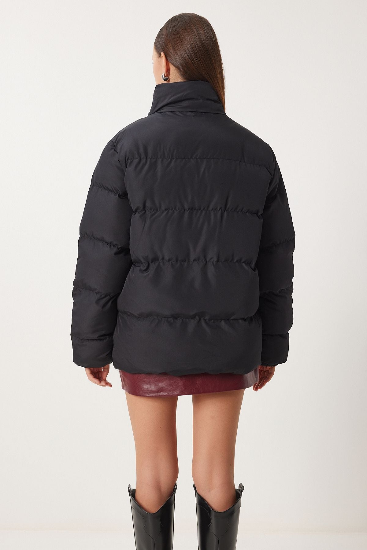Female black fisherman collar swelling coat RV00063