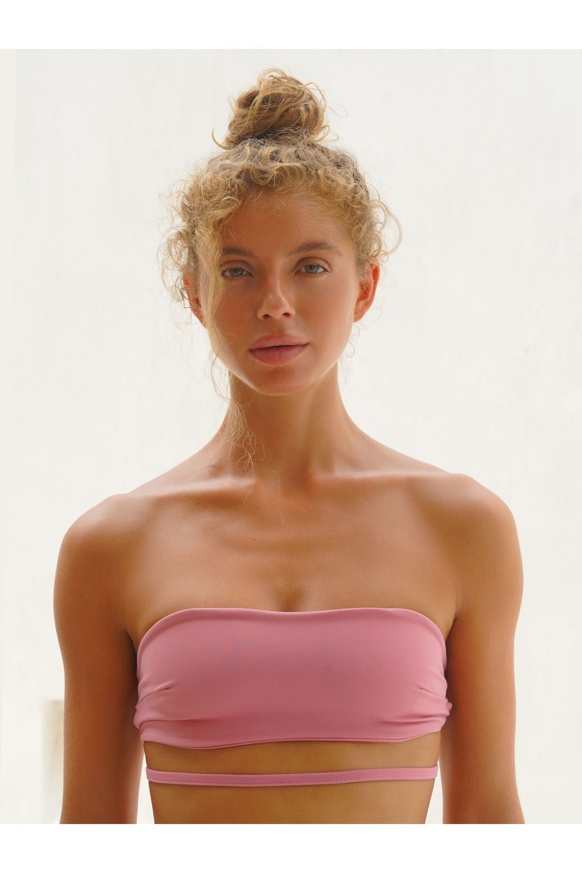 Dhyana Long Sleeve Crop-Straplez Pink Set