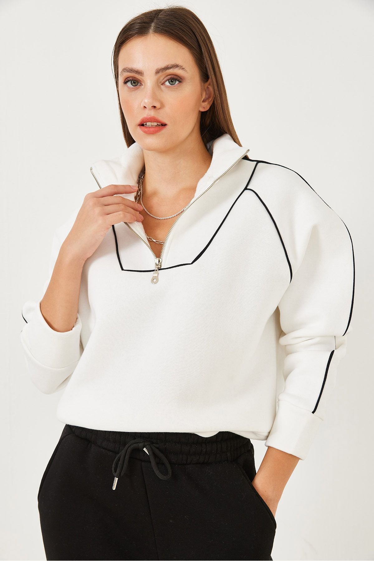 WOMEN'S HALF ZIPLE OVERSESSE SWEATSHIRT MB-5386 60251896