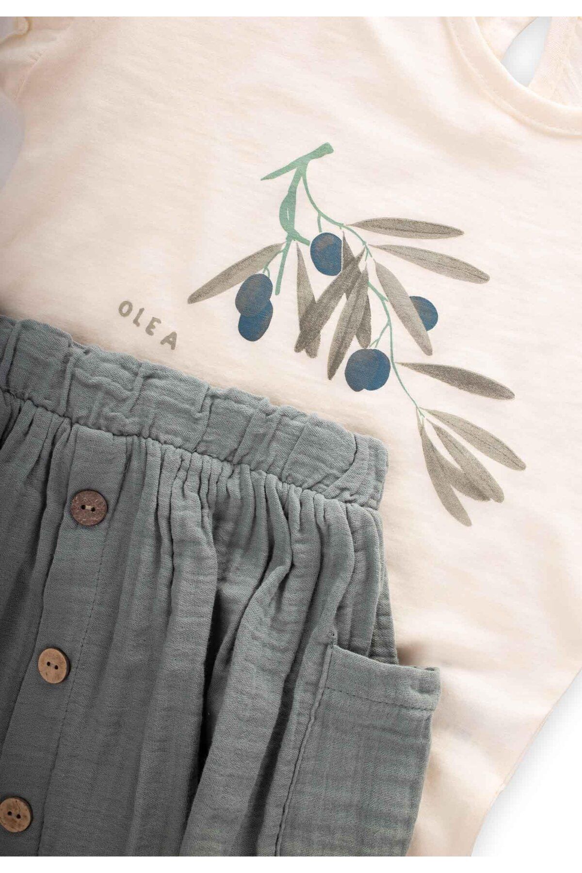 Olive Printing Organic skirt team 3-10 years ecru