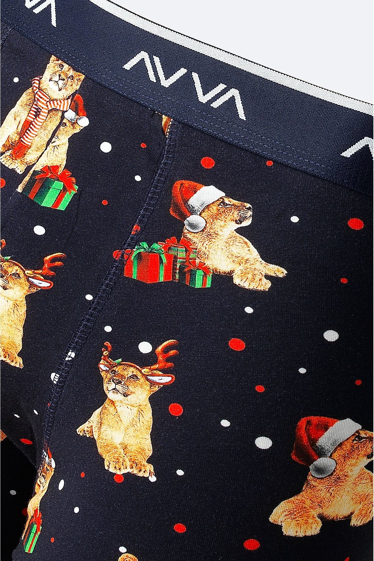 Men's Navy blue New Year's Patterned Single Box Boxer Boxer A42y9522