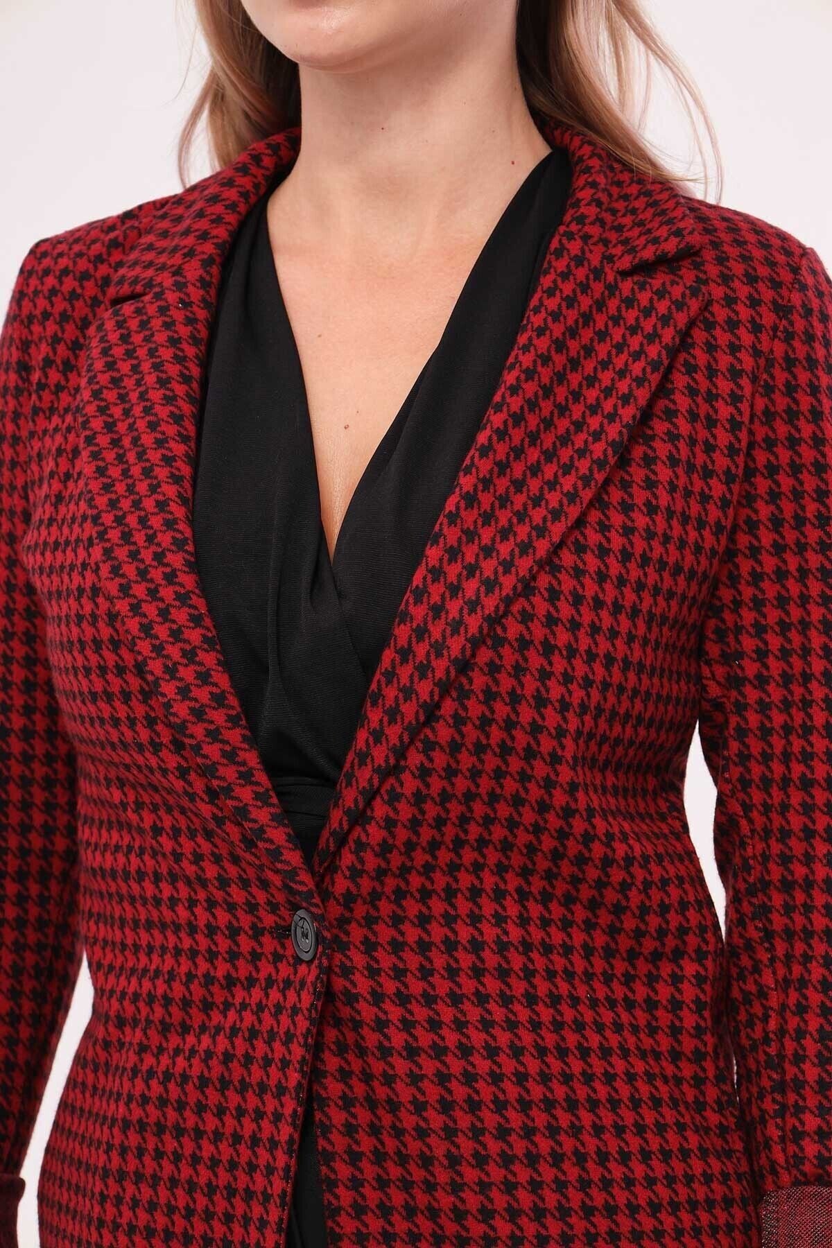 Female Bordeaux Kazswood Pattern Single button jacket ARM-20K001121