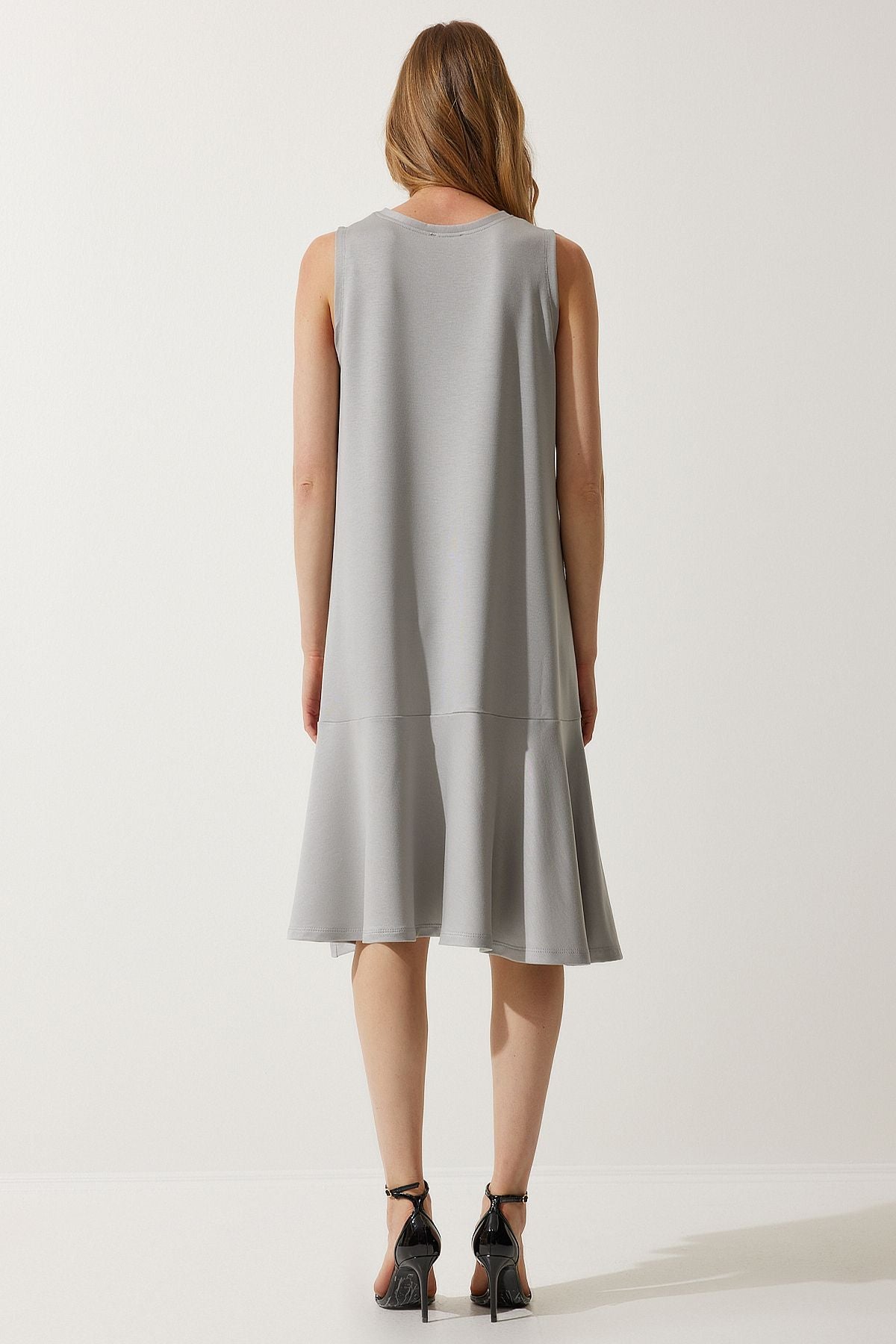 Women's Stone Gray Cycling Better knitted bell dress BF00089