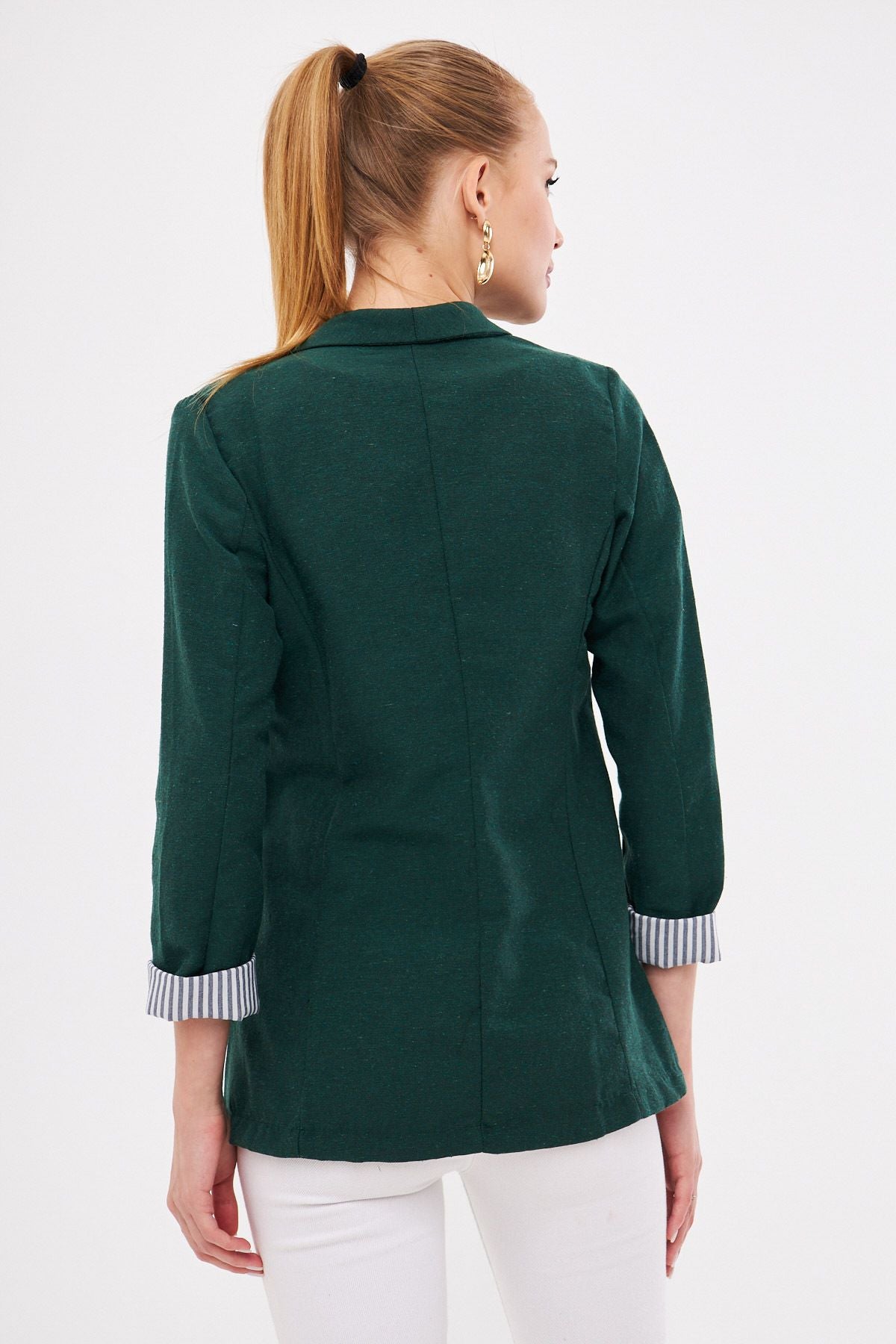 Female Emerald Sleeve Striped Single button Jacket ARM-22K001122