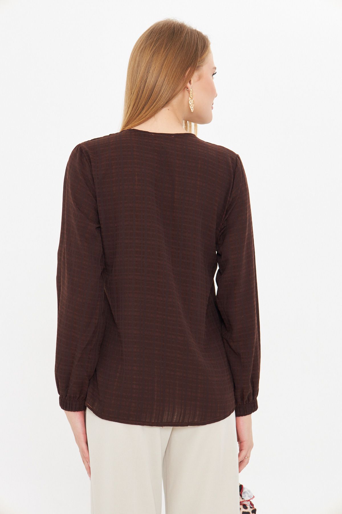 Woman Dark Coffee Arm Tire Bürümcük Shirt ARM-24K001002