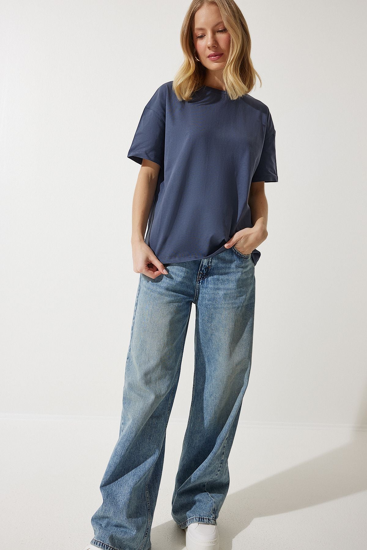 WOMEN SMOKED BASIC COTTON T-SHIRT BP00151