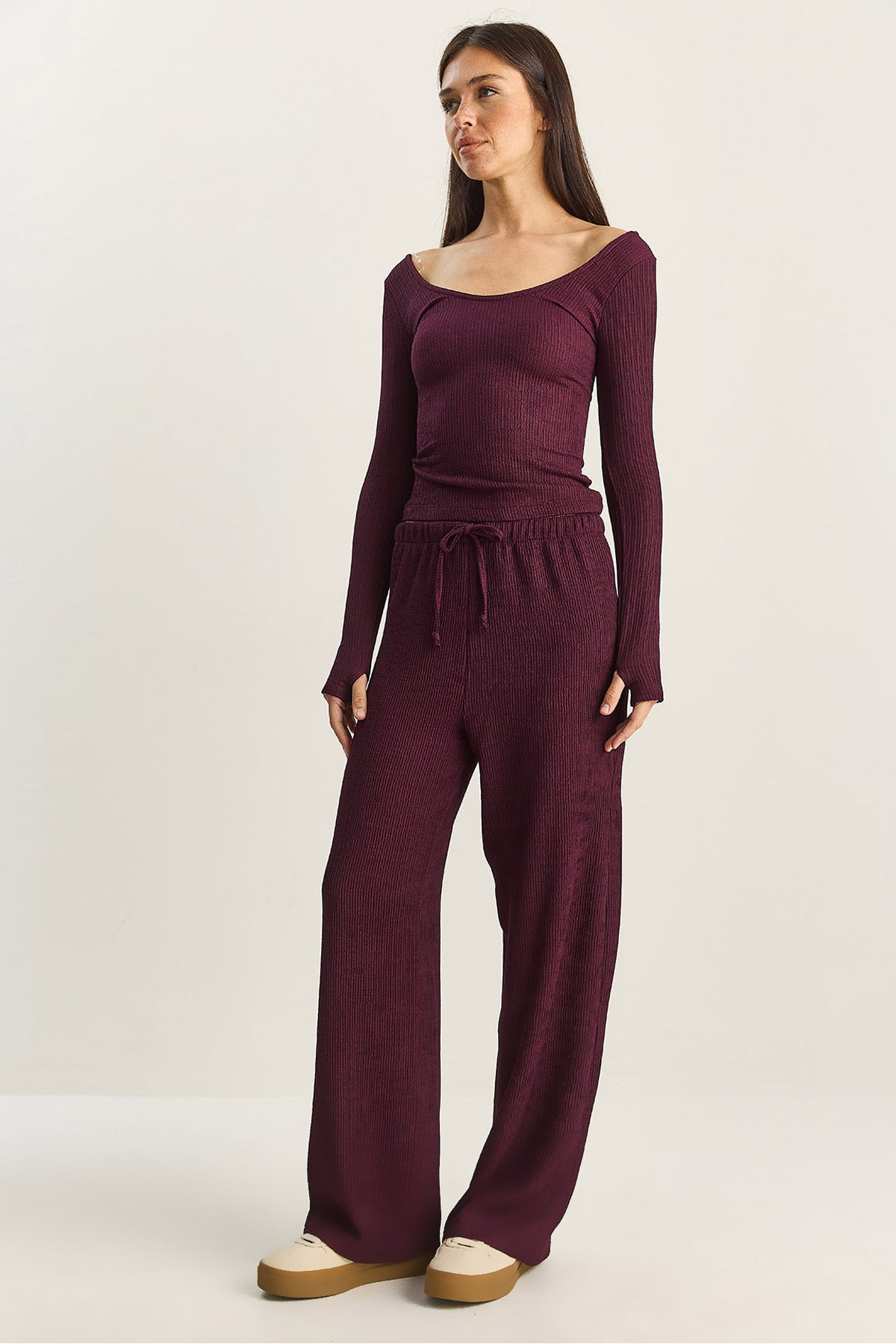 Women's Wide Leg Crinkle Knitted Trousers 4108 60283847