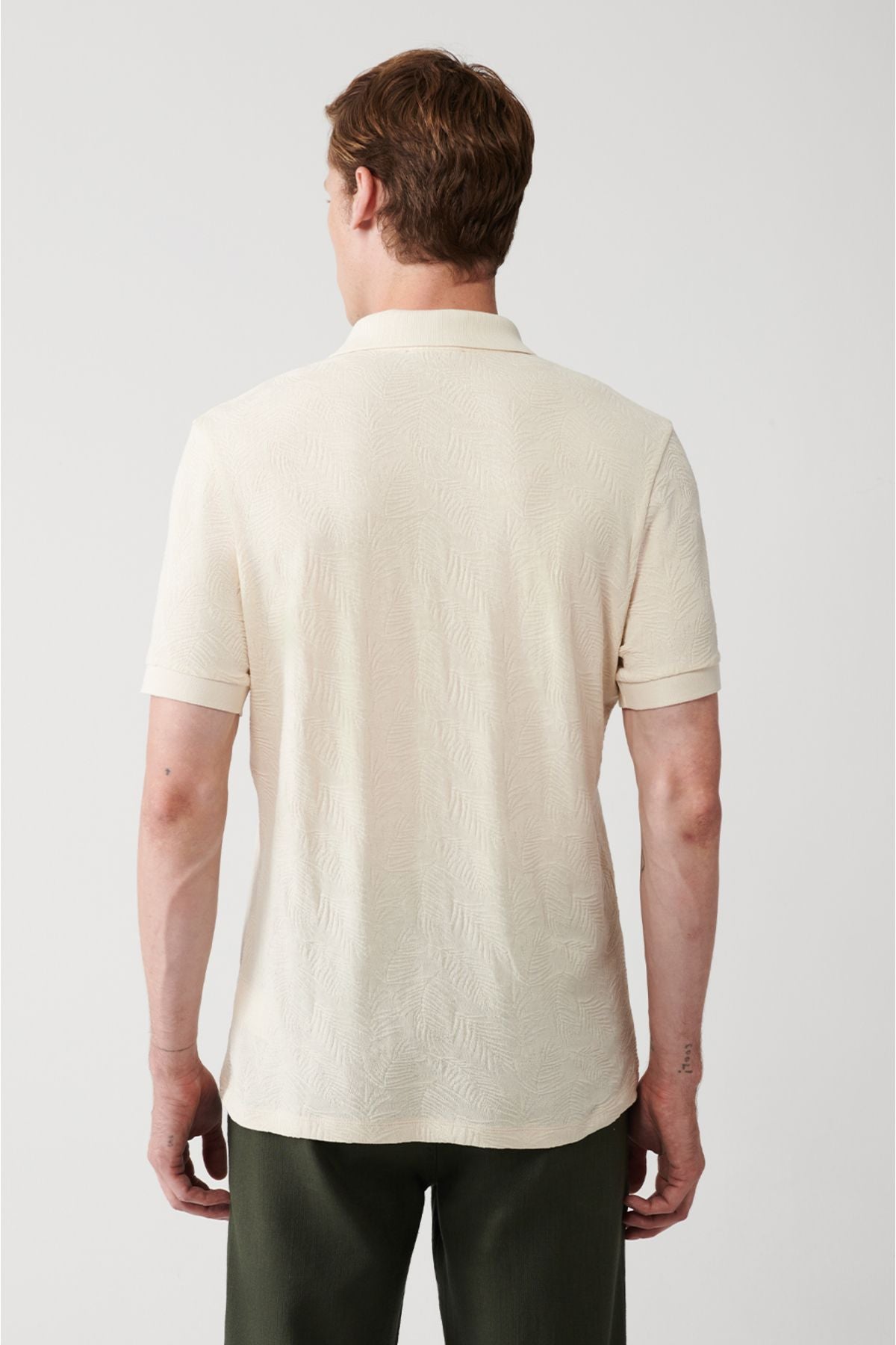 Men's Beige 100 %Cotton 3 Button Polo Yaka T-shirt A31y1194