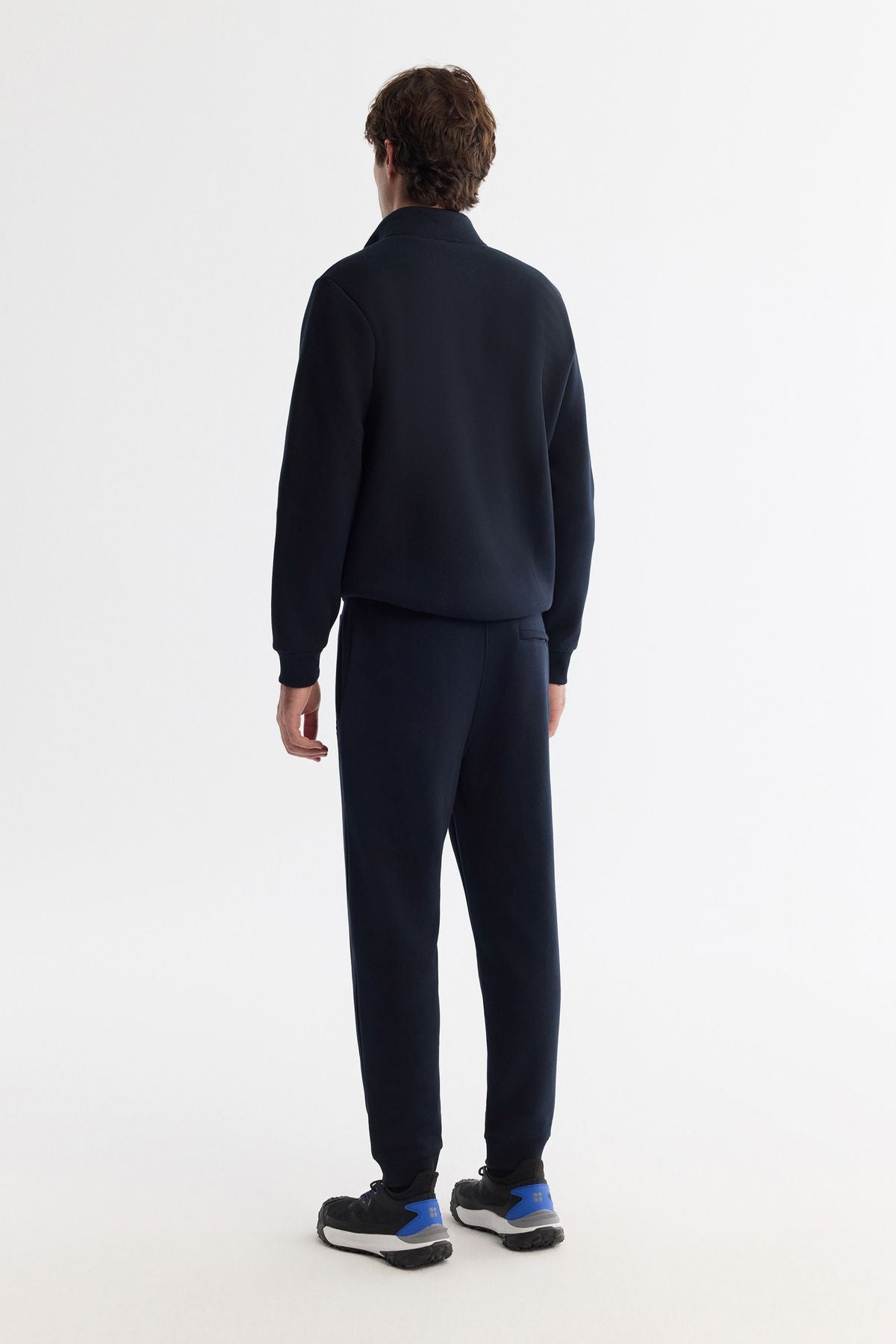 Men's navy blue rayon knitted fabric tracksuits six B003403