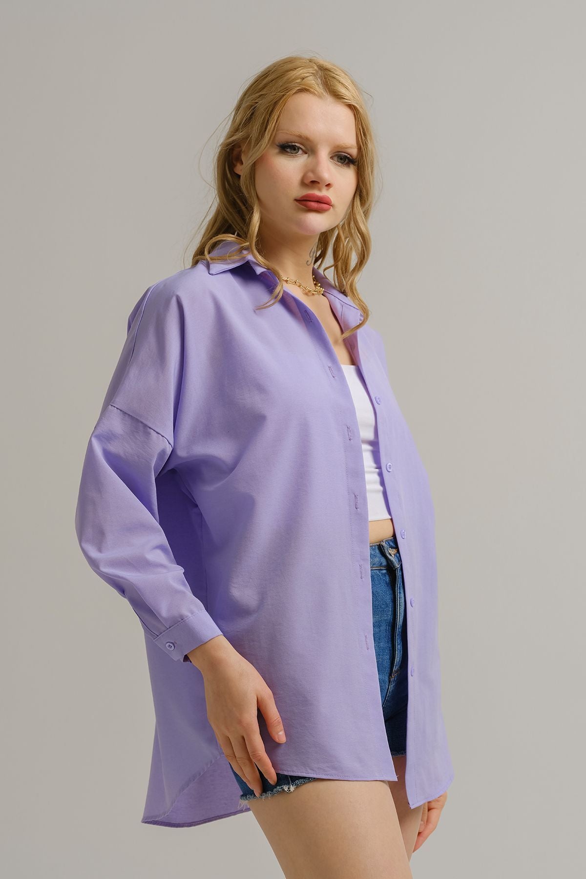 Woman Lilat Oversize Long Basic Shirt ARM-221118