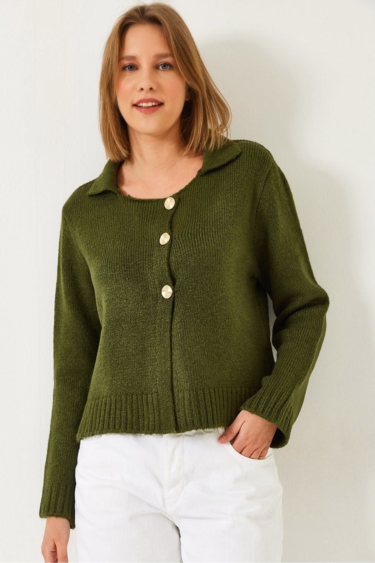 WOMEN'S THREE S button Triko Cardigan 241110