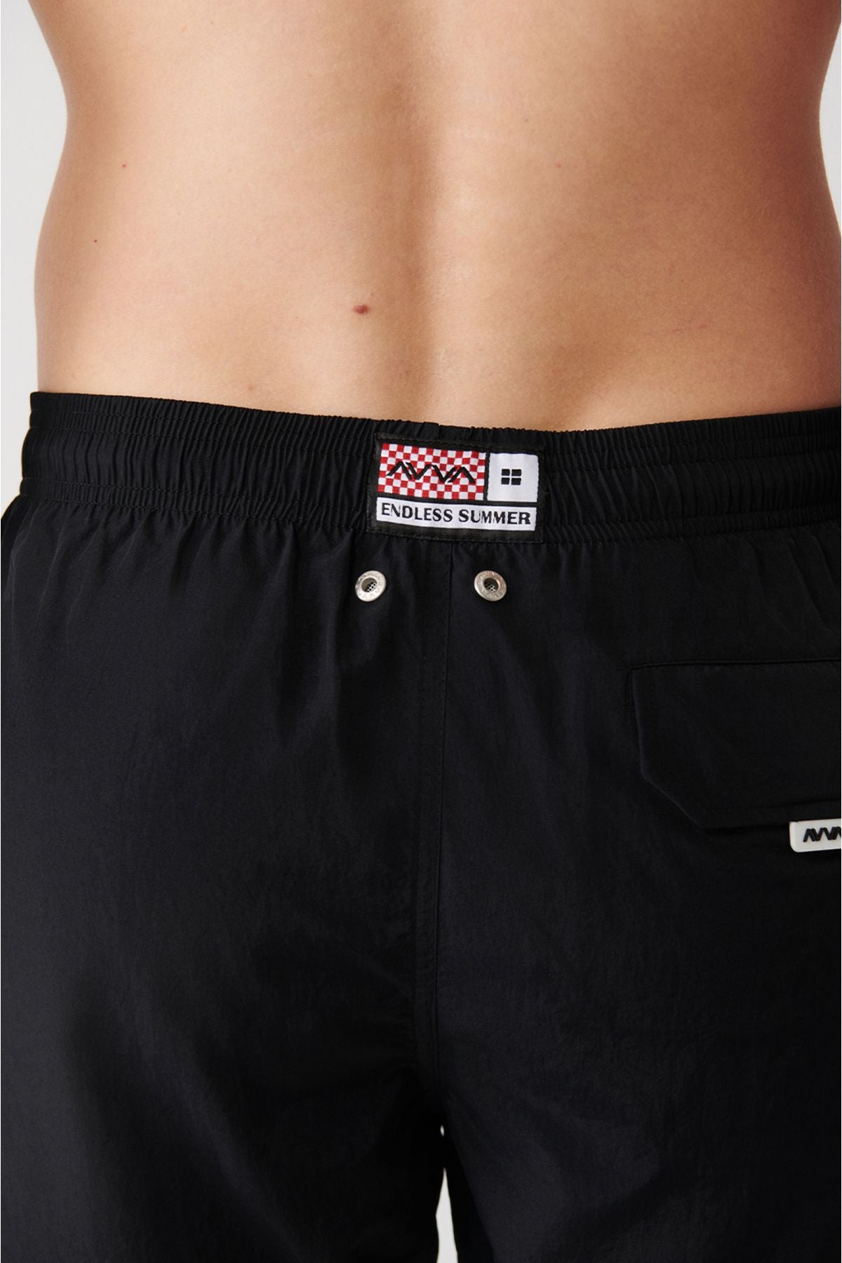 Men's Black Fast Drying Standard Length Flat Special Transport Bag Swimsuit Sea Short A31y3800