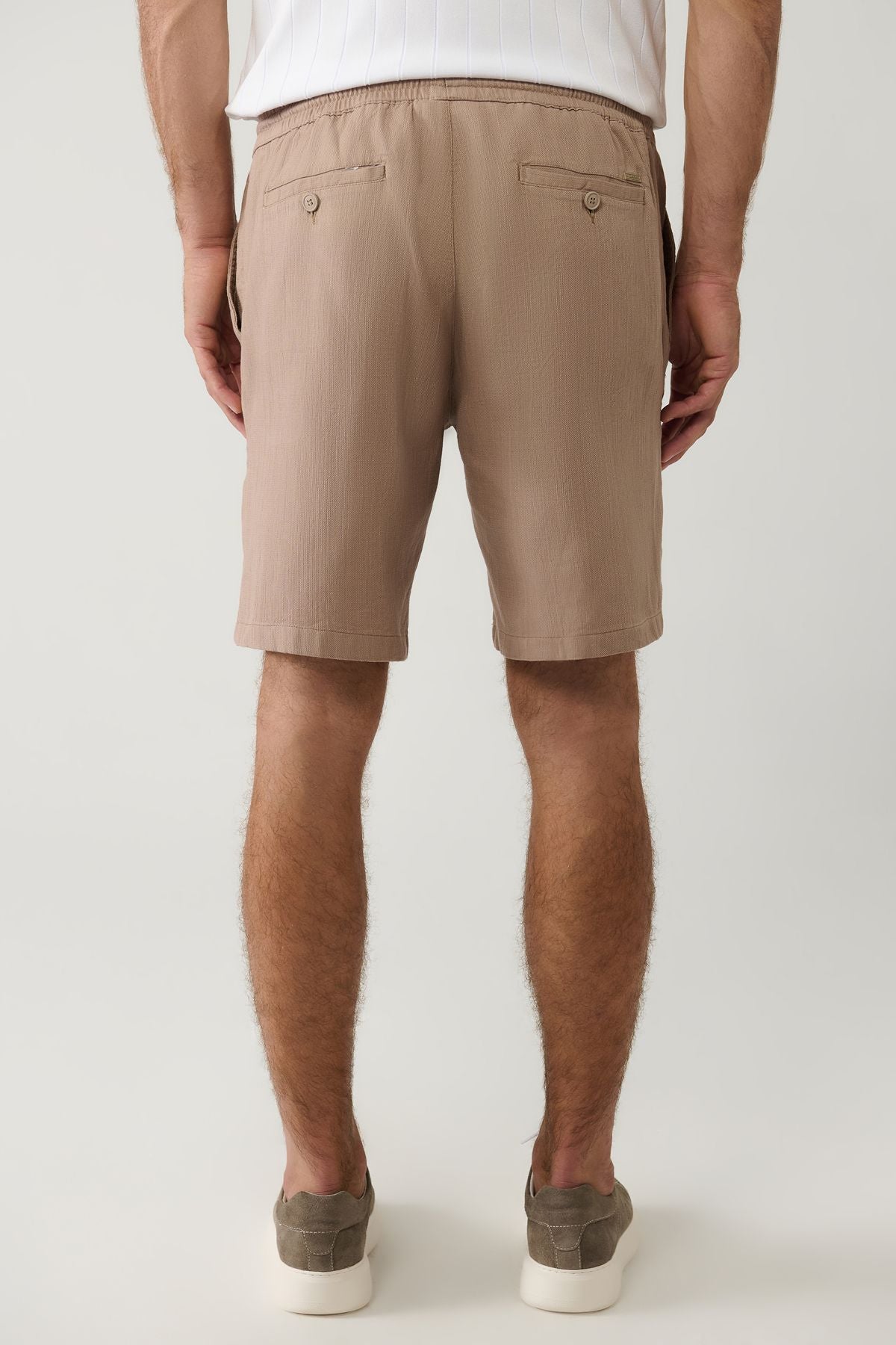 Men's mink 100 %cotton side pocket with waist tire -linen texture E003603