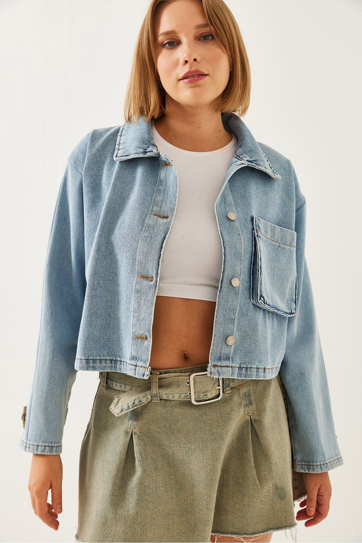 WOMEN'S PARASUK GARN Crop denim jacket 2439 60351167