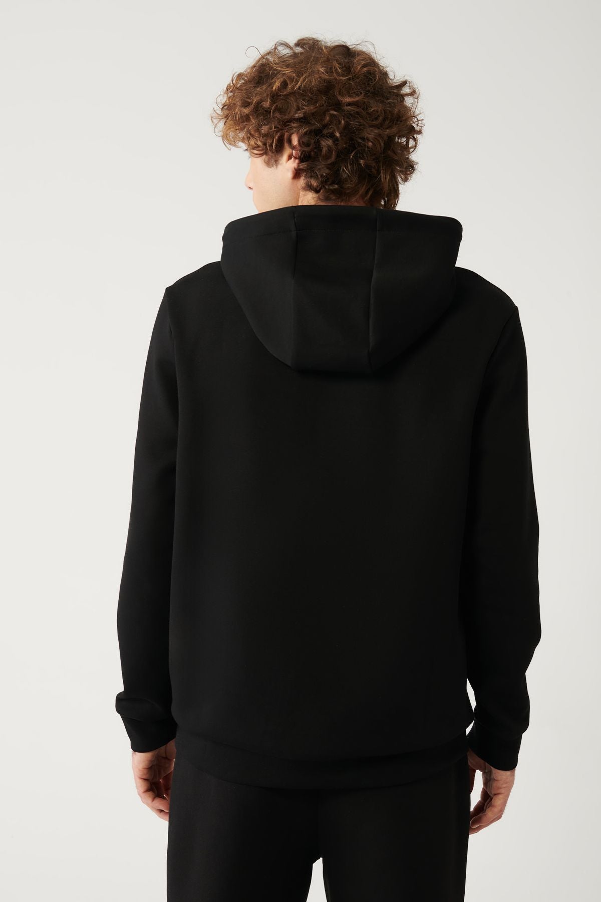 Men's black hooded flexible soft tissue Interlok fabric Sweatshirt B001101